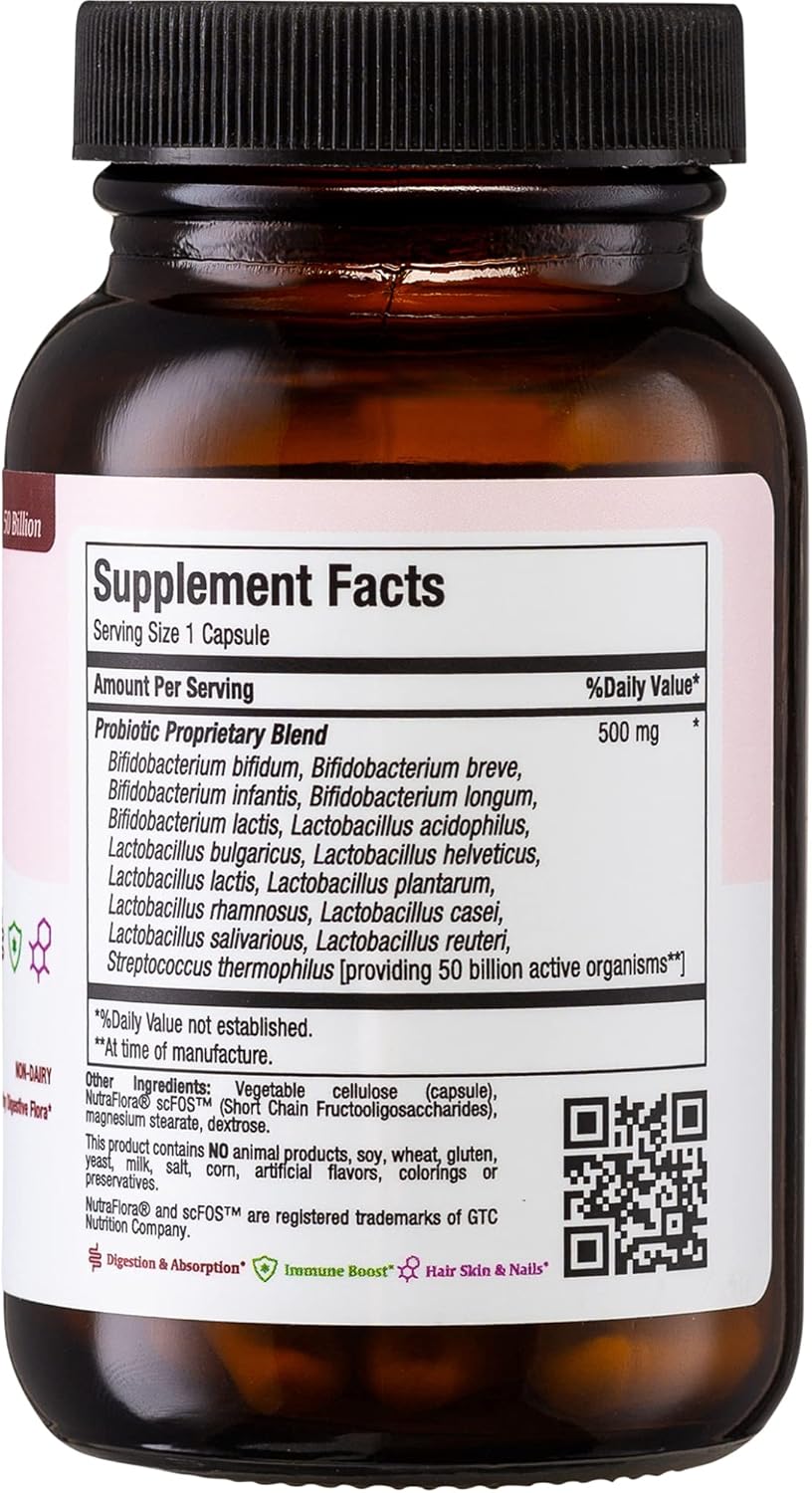Maxi Health Probiotic Plus Ultimate Prebiotic: 50 Billion Live Active Probiotic, 15 Strains, Active Pro-50 - 60 Count