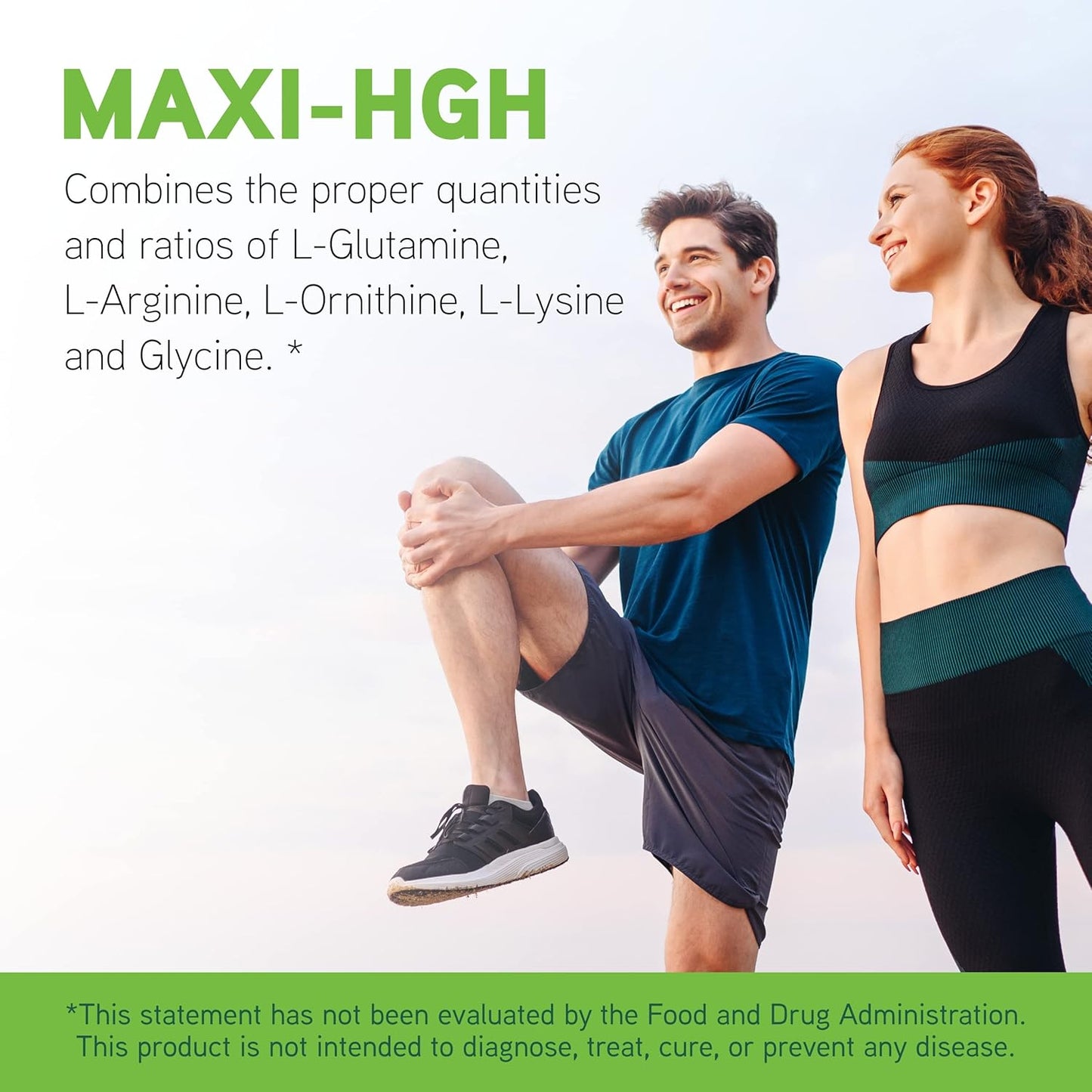 Maxi-HGH Amino Acid Supplement for Cardiovascular System, Muscle Recovery, and Growth Hormone Release - Gluten-Free Vegetarian Formula - 328.5g Powder