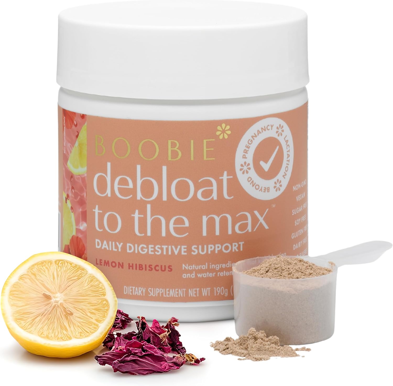 Maximize Debloating with Boobie Brands Rapid Debloat Powder - L-Glutamine & Marshmallow Root - Lemon Hibiscus, 40 Servings