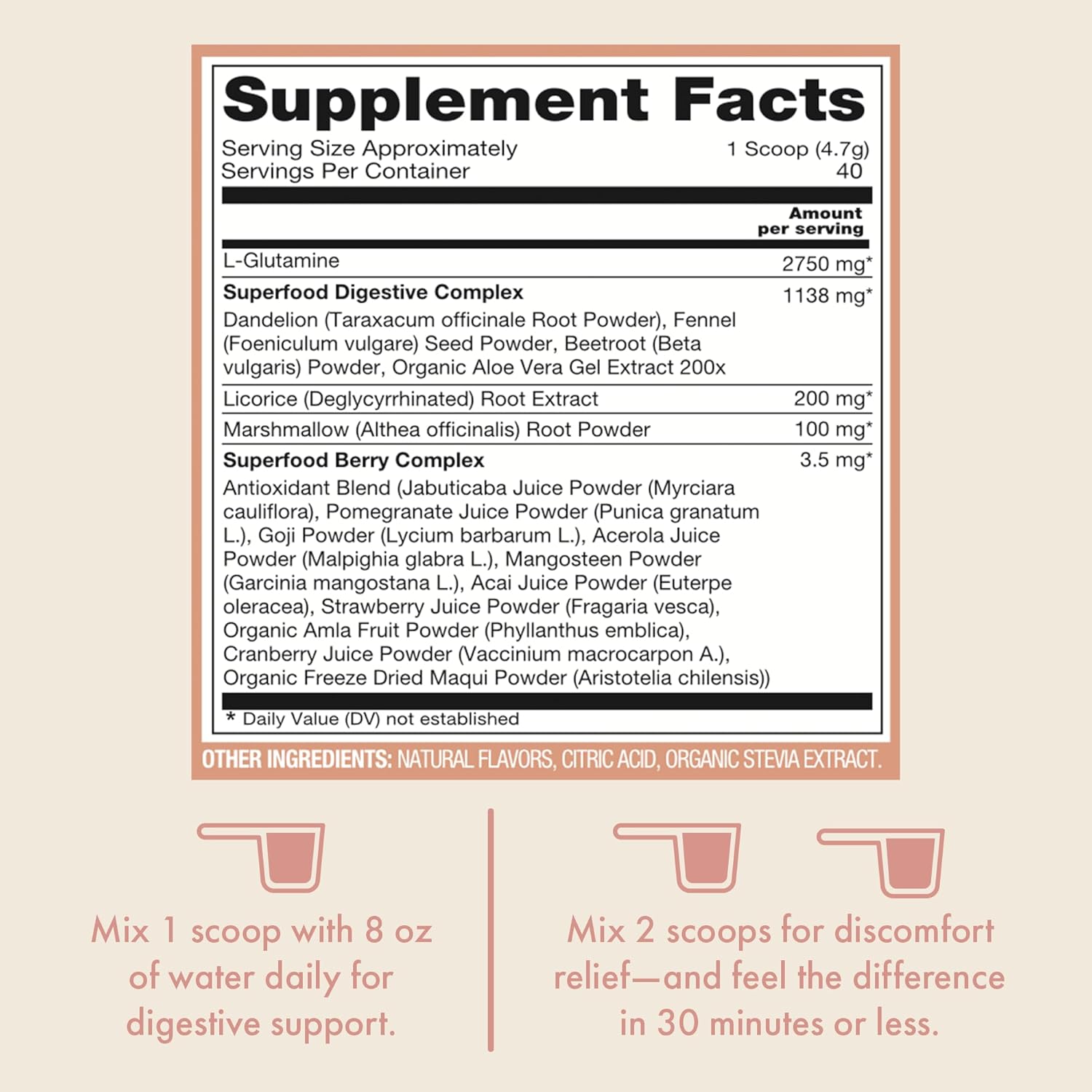 Maximize Debloating with Boobie Brands Rapid Debloat Powder - L-Glutamine & Marshmallow Root - Lemon Hibiscus, 40 Servings