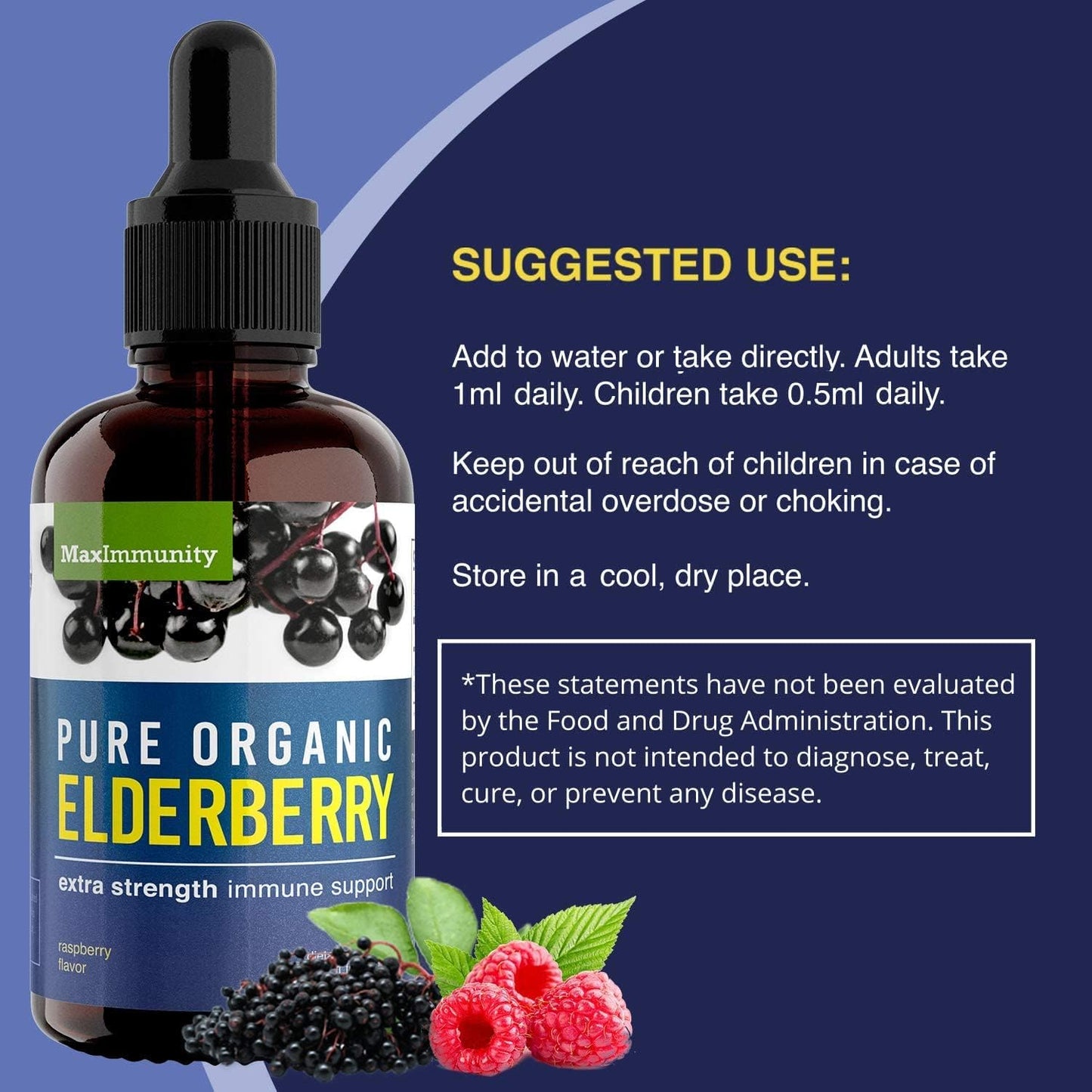 MaxImmunity Organic Black Elderberry Syrup - Immune Support Liquid Extract for Kids & Adults - 30 Day Supply - Extra Strength Formula