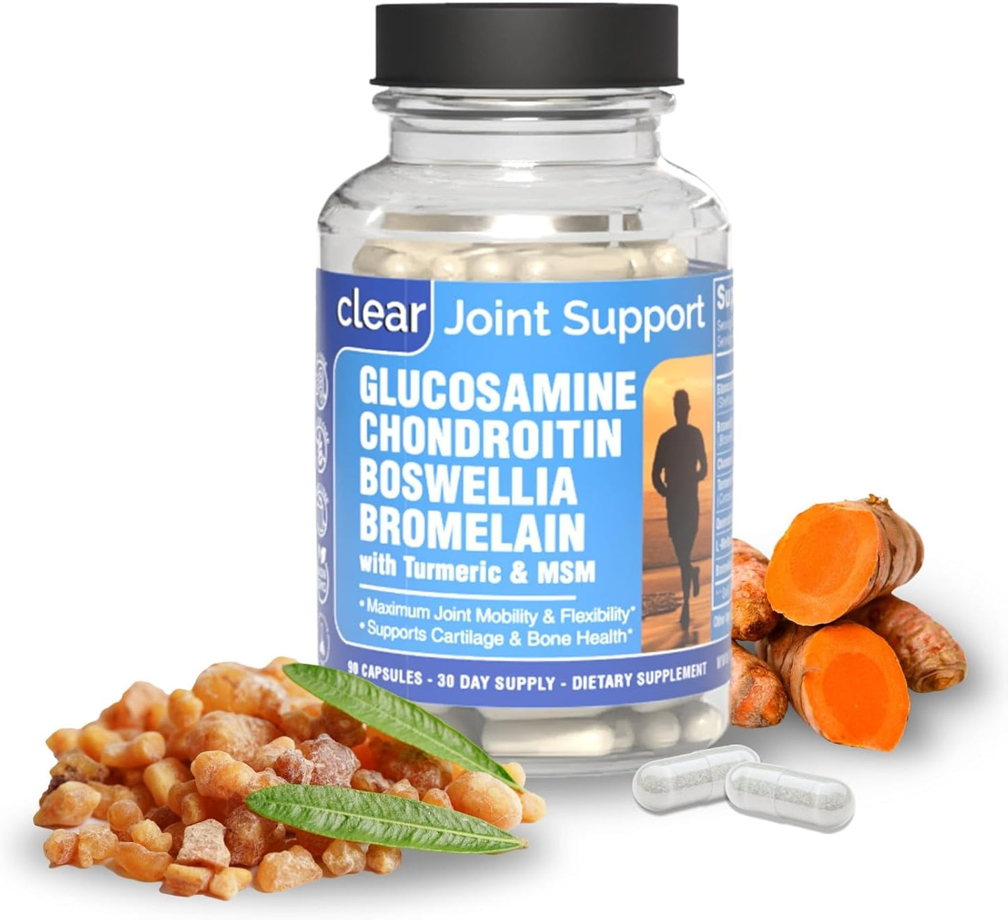 Maximum Joint Support Supplement with Glucosamine, Chondroitin, MSM, Boswellia, Turmeric, Quercetin, Bromelain - 90 Capsules