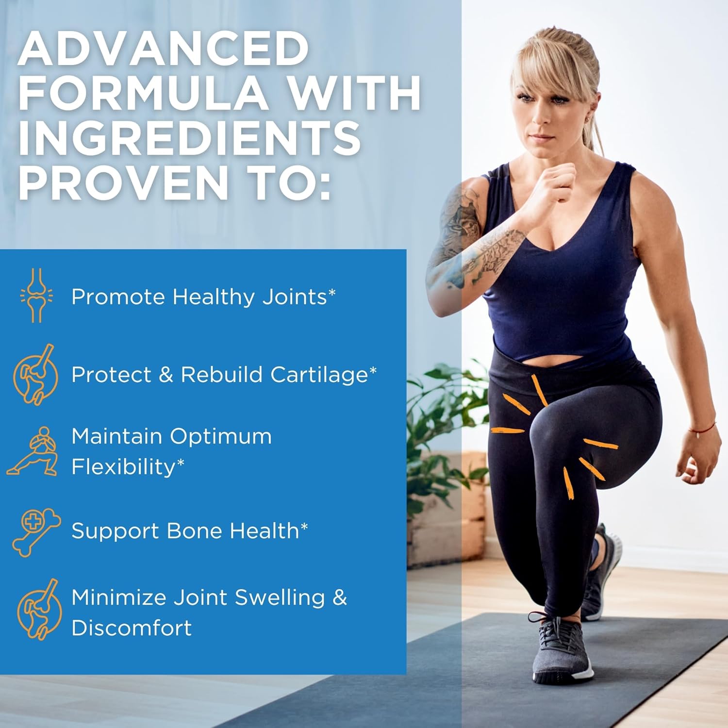 Maximum Joint Support Supplement with Glucosamine, Chondroitin, MSM, Boswellia, Turmeric, Quercetin, Bromelain - 90 Capsules