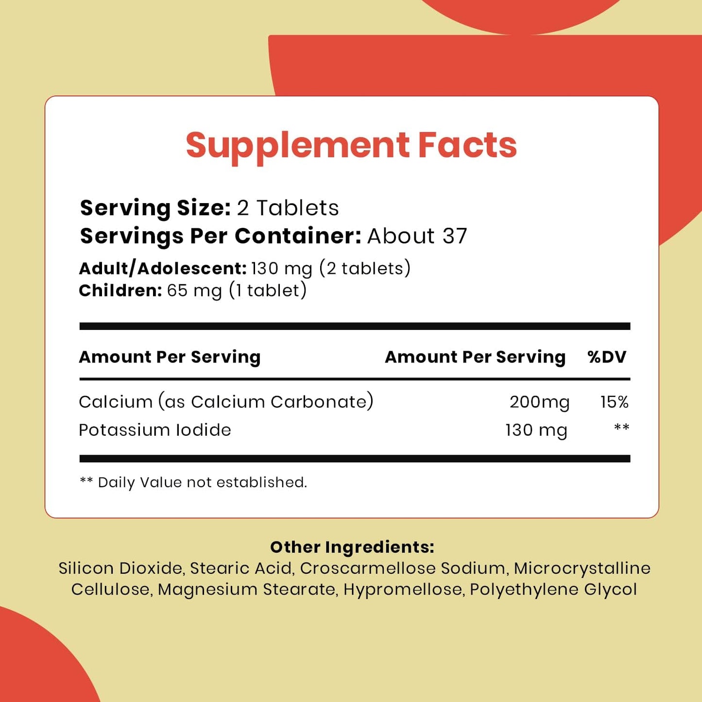 Maximum Protection Potassium Iodide Pills with Calcium Carbonate for Thyroid Support | Short Term Use Iodine Tablets | 130mg | 75 ct 2pk | Made in USA