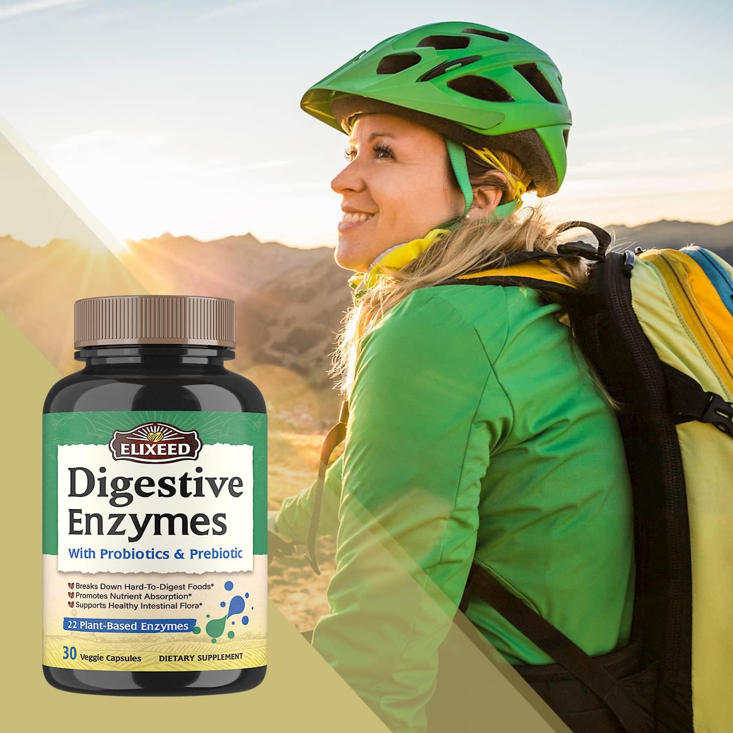 Maximum Strength Digestive Enzymes with Probiotics & Prebiotics, 22 Enzymes for Healthy Digestion, Vegan, Non-GMO - 30 Capsules