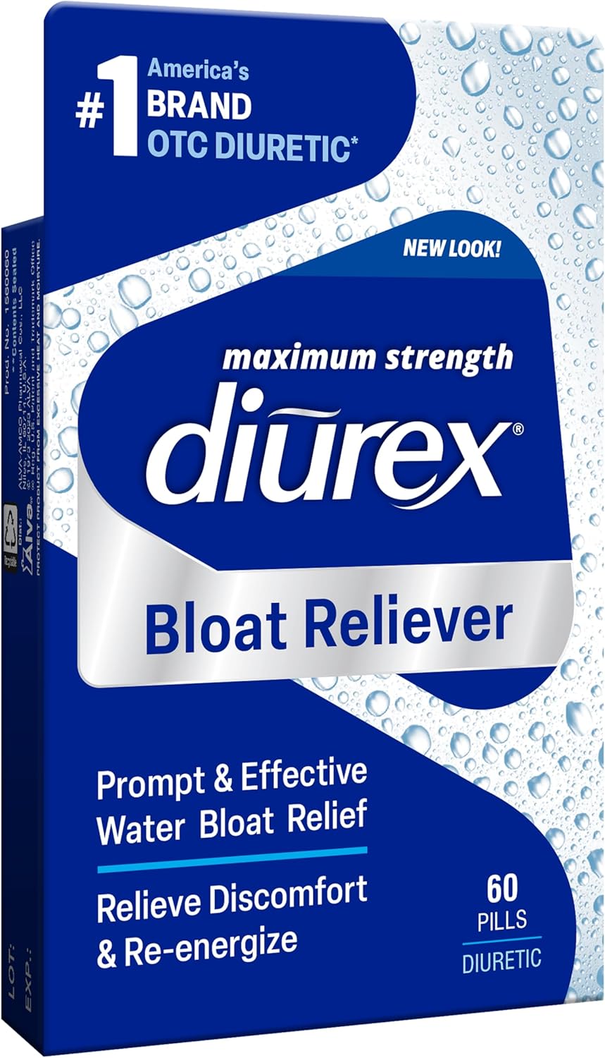 Maximum Strength Diurex Ultimate Water Pills - 60 Count - Relieve Water Bloat and Re-Energize