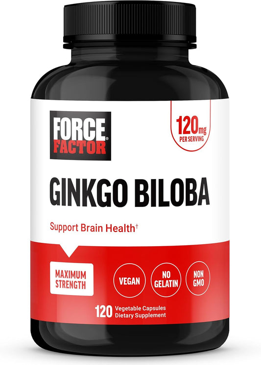 Maximum Strength Ginkgo Biloba Supplement for Brain Health - 120mg Capsules for Cognitive Support - Vegan & Non-GMO - 120 Count