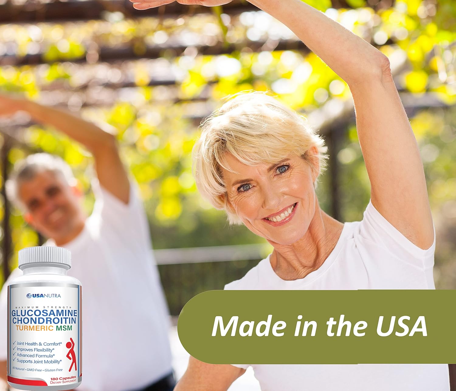 Maximum Strength Joint Health Support Supplement with Glucosamine, Chondroitin, MSM, Turmeric, and Boswellia - 2100mg, 180 Capsules - Made in USA by USANUTRA