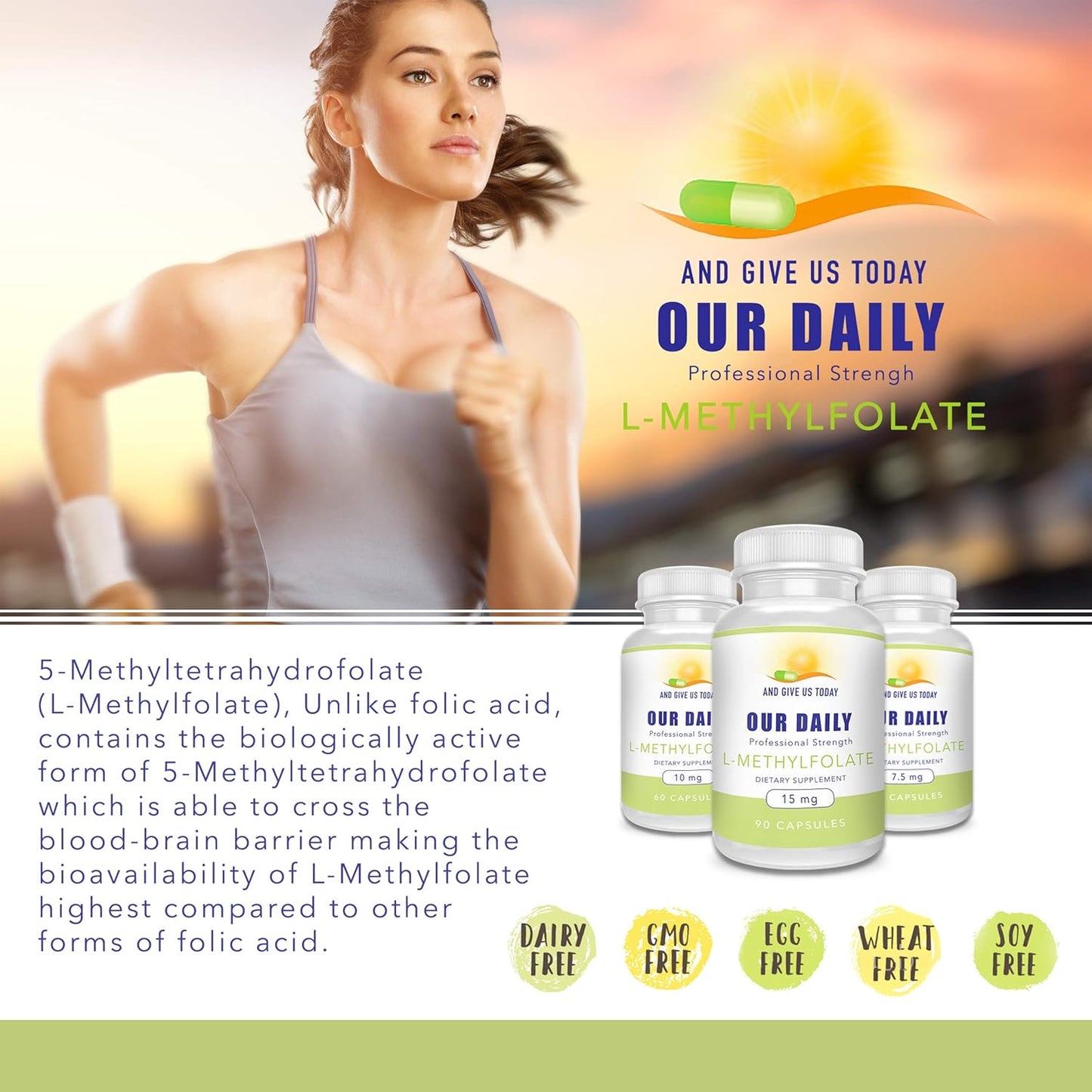 Maximum Strength L-Methylfolate 5 mg Capsules - 90 Count (3 Month Supply) - Active Folate Supplement - Gluten Free & Non-GMO - Vegetarian Friendly