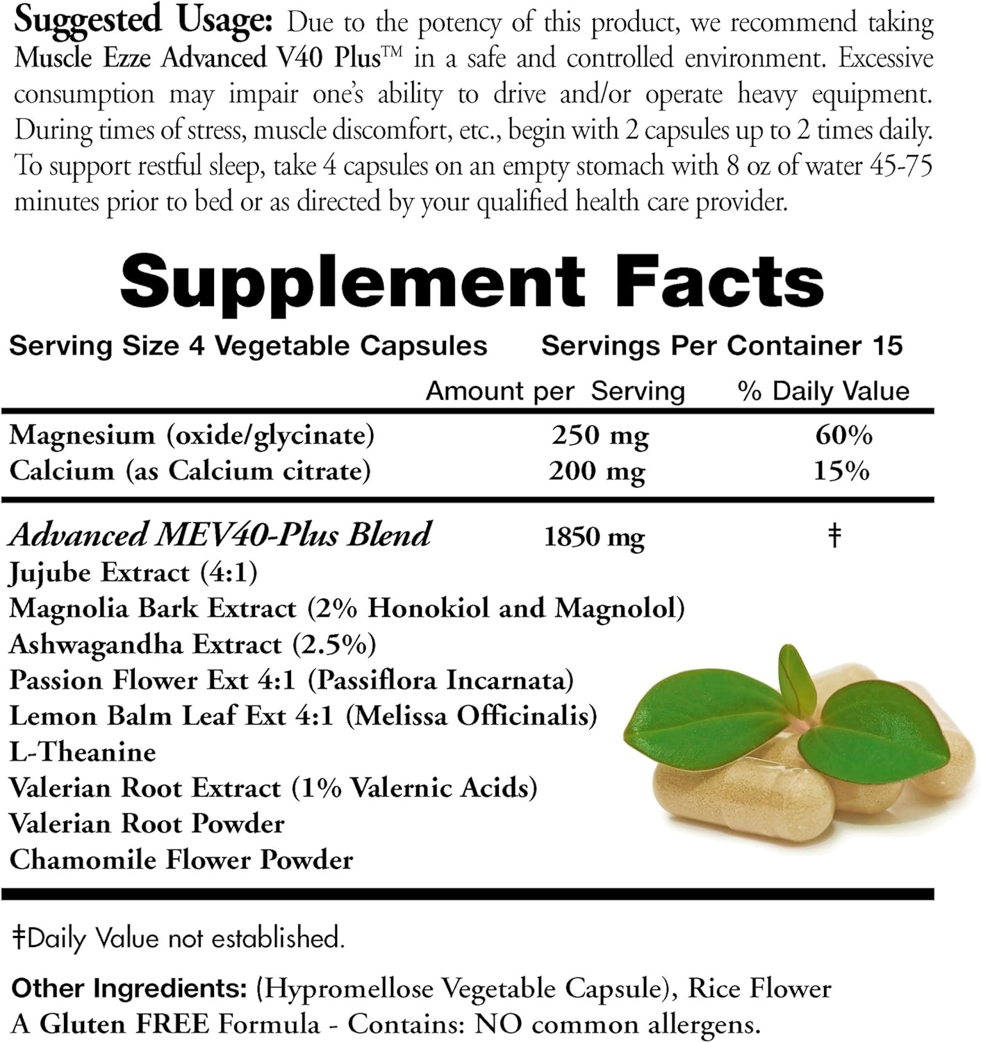 Maximum Strength Muscle Ezze Plus Advanced Day & Night Capsules - Natural Relaxant with Valerian, Passion Flower, Magnesium - 60 Count Supplement