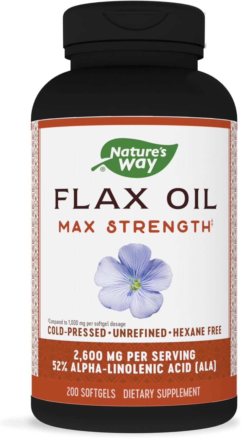 Maximum Strength Nature's Way Flax Oil Softgels for Heart Health - 200 Count