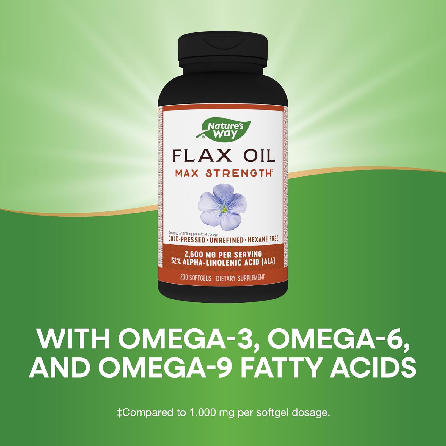 Maximum Strength Nature's Way Flax Oil Softgels for Heart Health - 200 Count