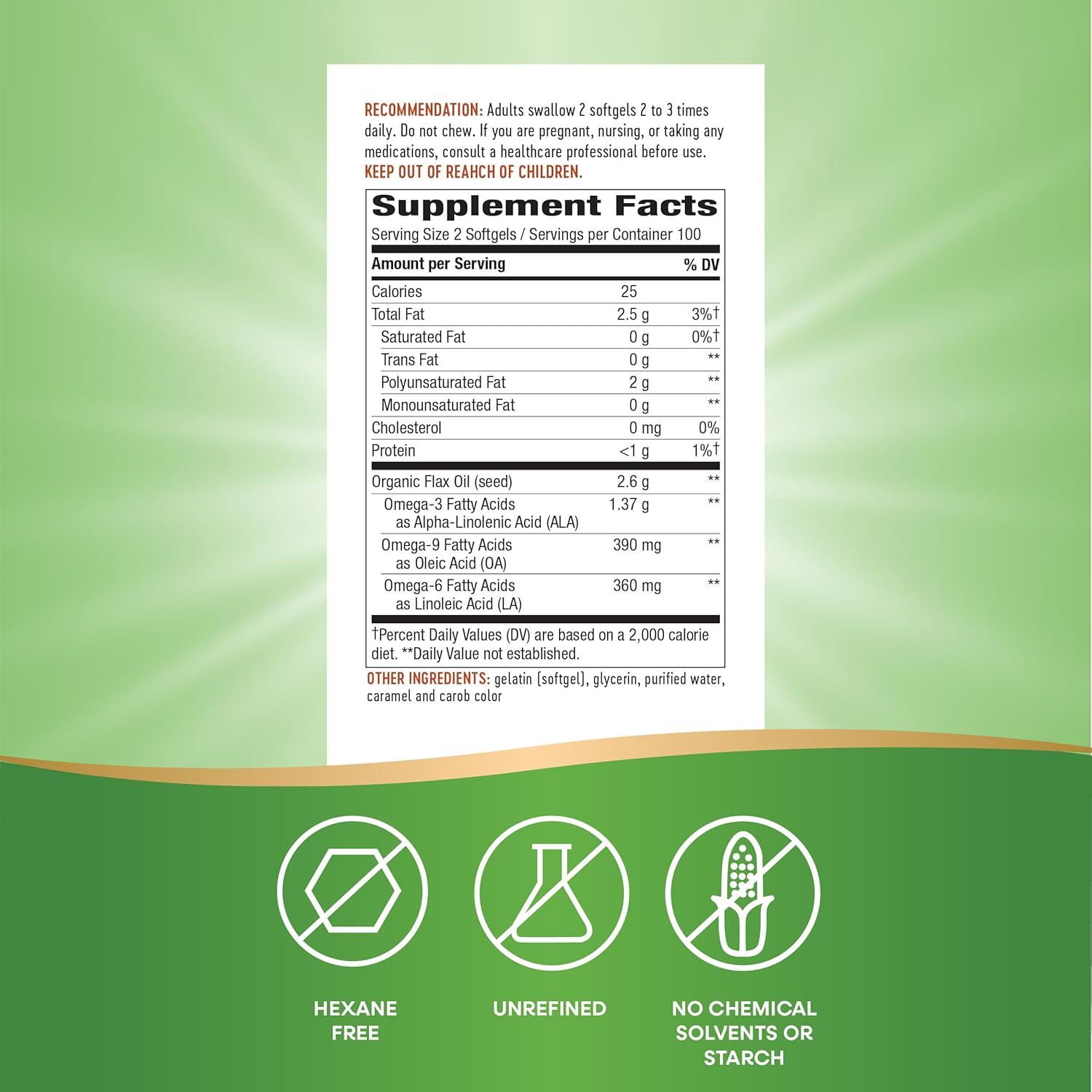 Maximum Strength Nature's Way Flax Oil Softgels for Heart Health - 200 Count