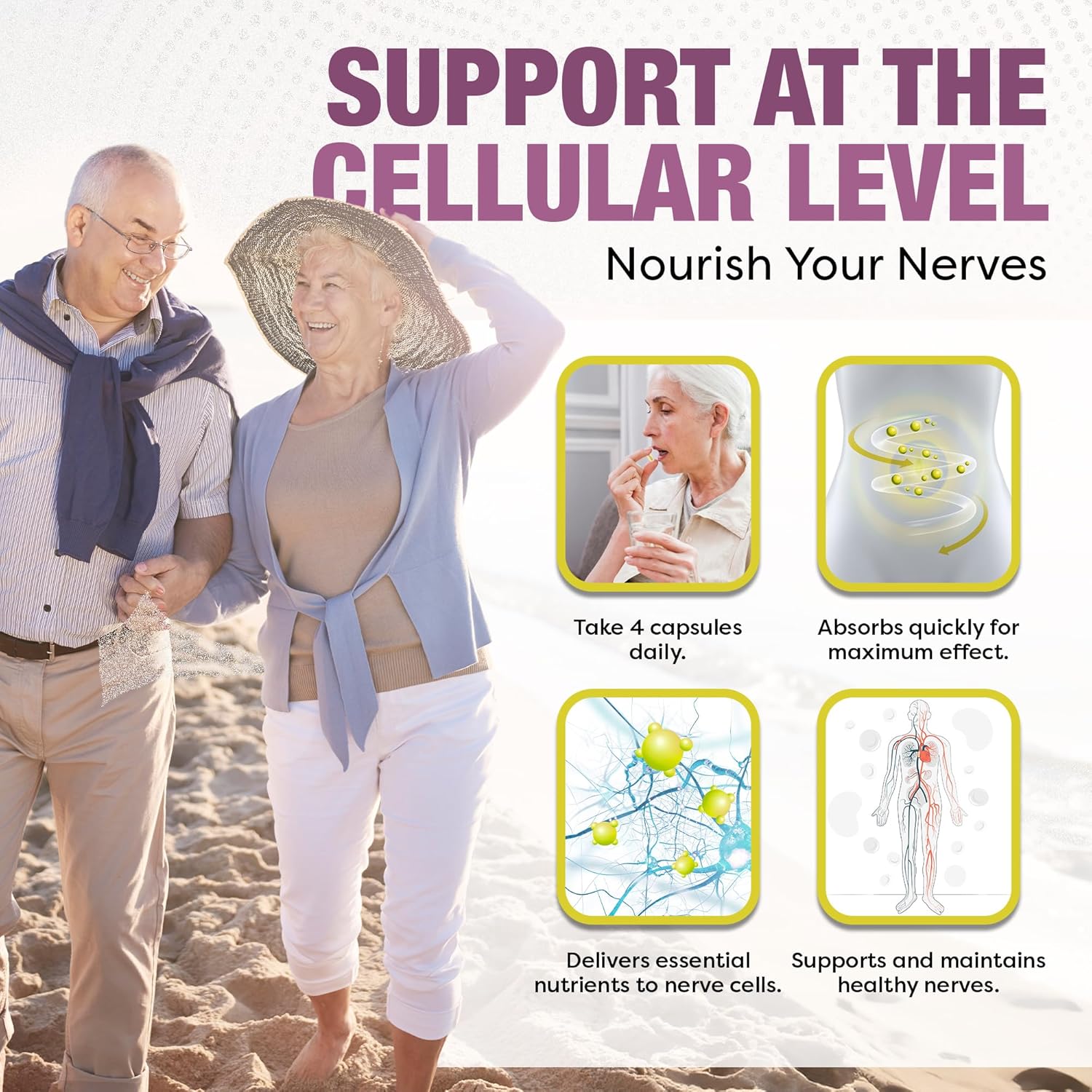 Maximum Strength Nerve Support Supplement with Alpha Lipoic Acid - 120 Capsules for Healthy Nerve Repair & Function