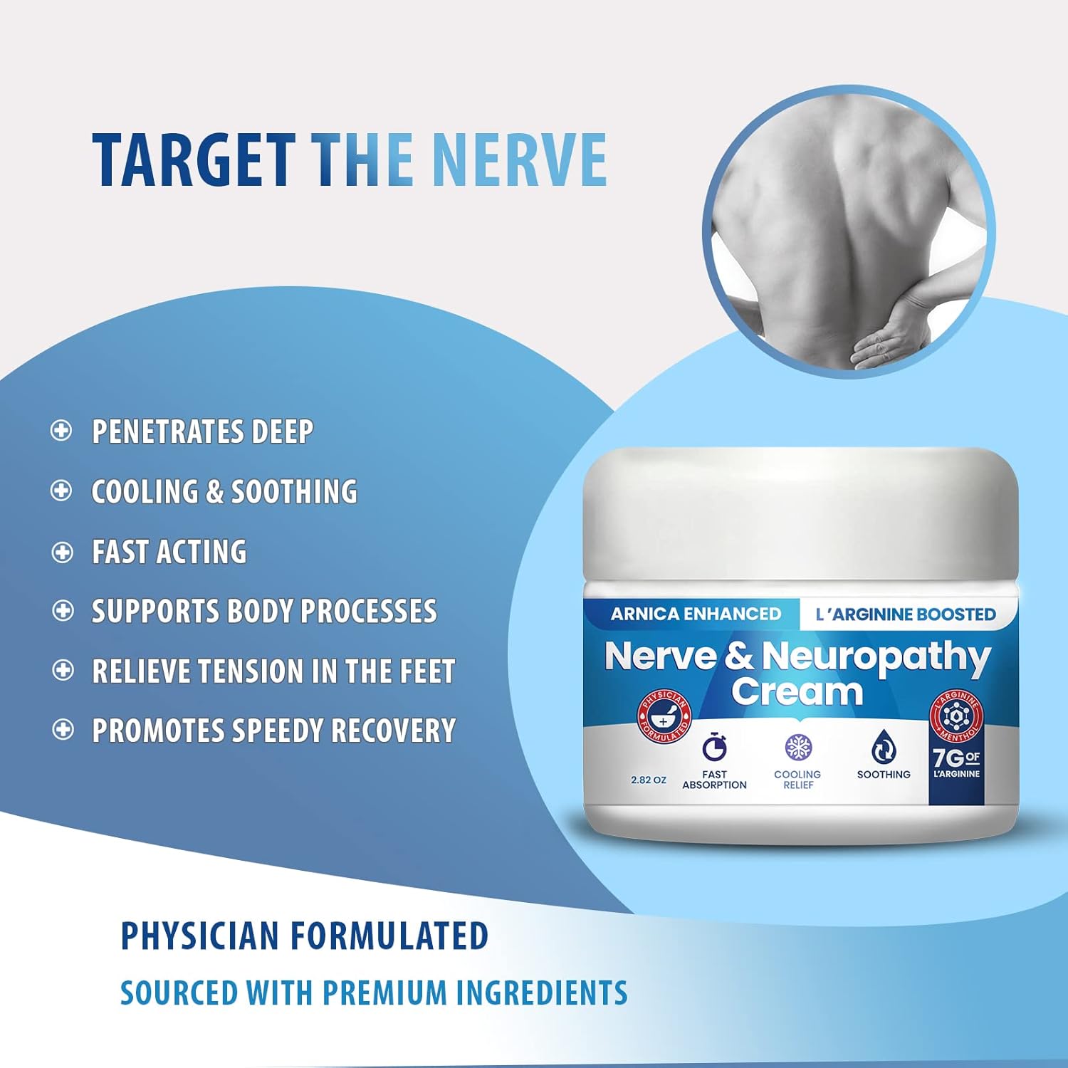 Maximum Strength Neuropathy Cream with Arnica and L’Arginine for Foot, Hands, Legs, and Toes Relief - 2.82oz Formula with Vitamin B6, MSM, and Aloe