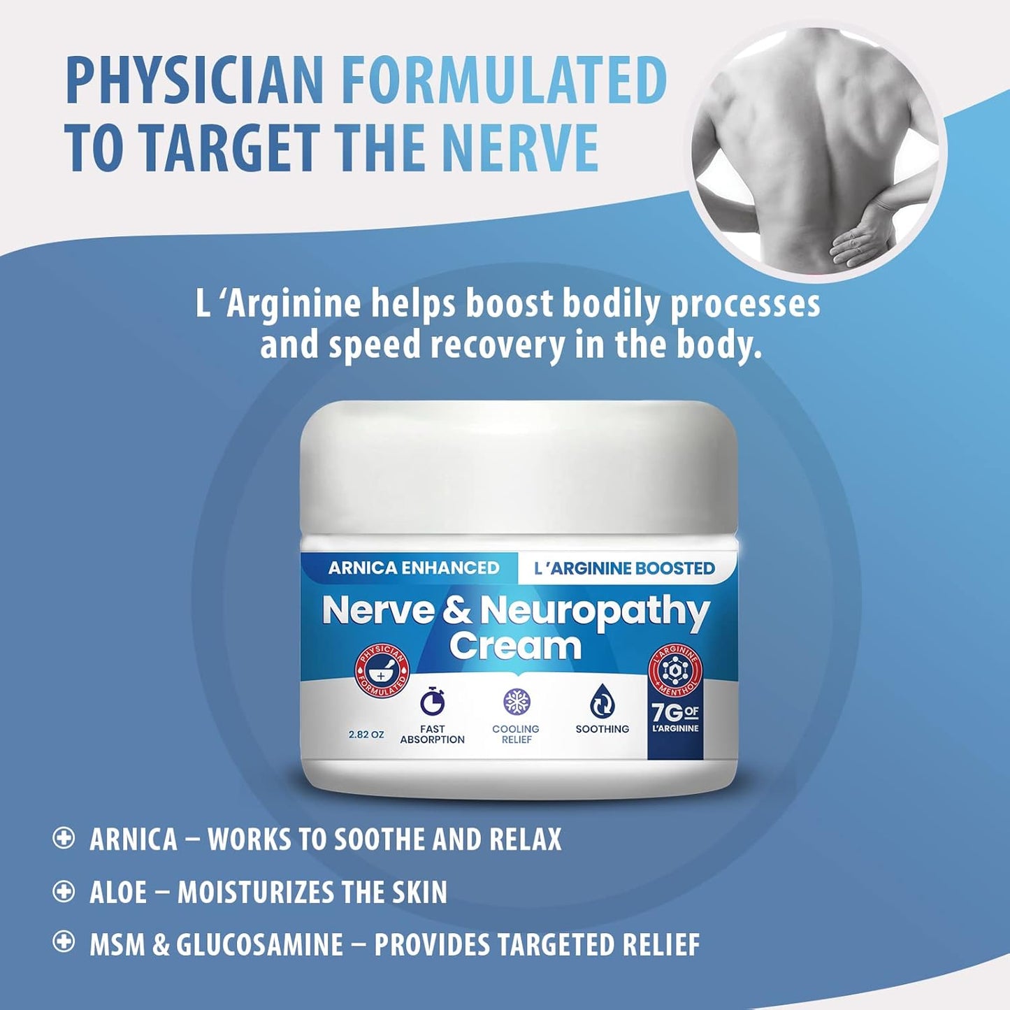 Maximum Strength Neuropathy Cream with Arnica and L’Arginine for Foot, Hands, Legs, and Toes Relief - 2.82oz Formula with Vitamin B6, MSM, and Aloe