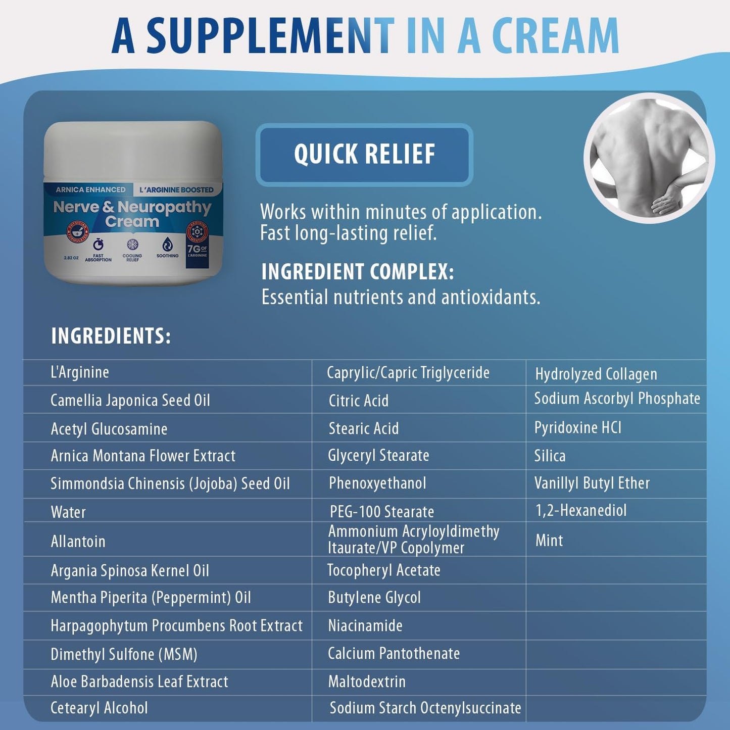 Maximum Strength Neuropathy Cream with Arnica and L’Arginine for Foot, Hands, Legs, and Toes Relief - 2.82oz Formula with Vitamin B6, MSM, and Aloe