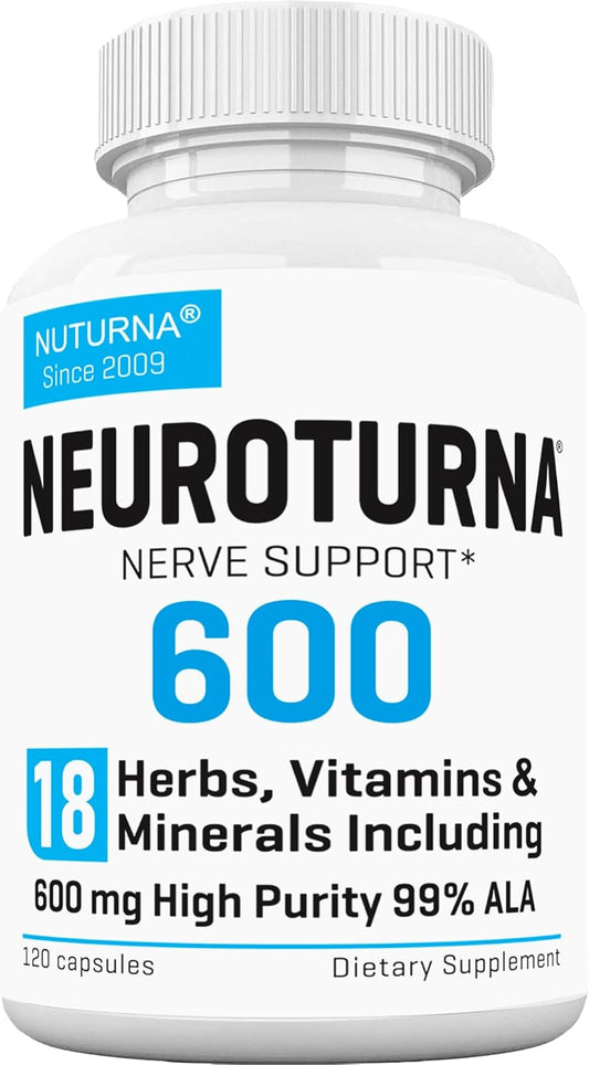 Maximum Strength Neuropathy Support Supplement with 600mg Alpha Lipoic Acid - 18-in-1 Natural Nerve Vitamins - 120 Capsules