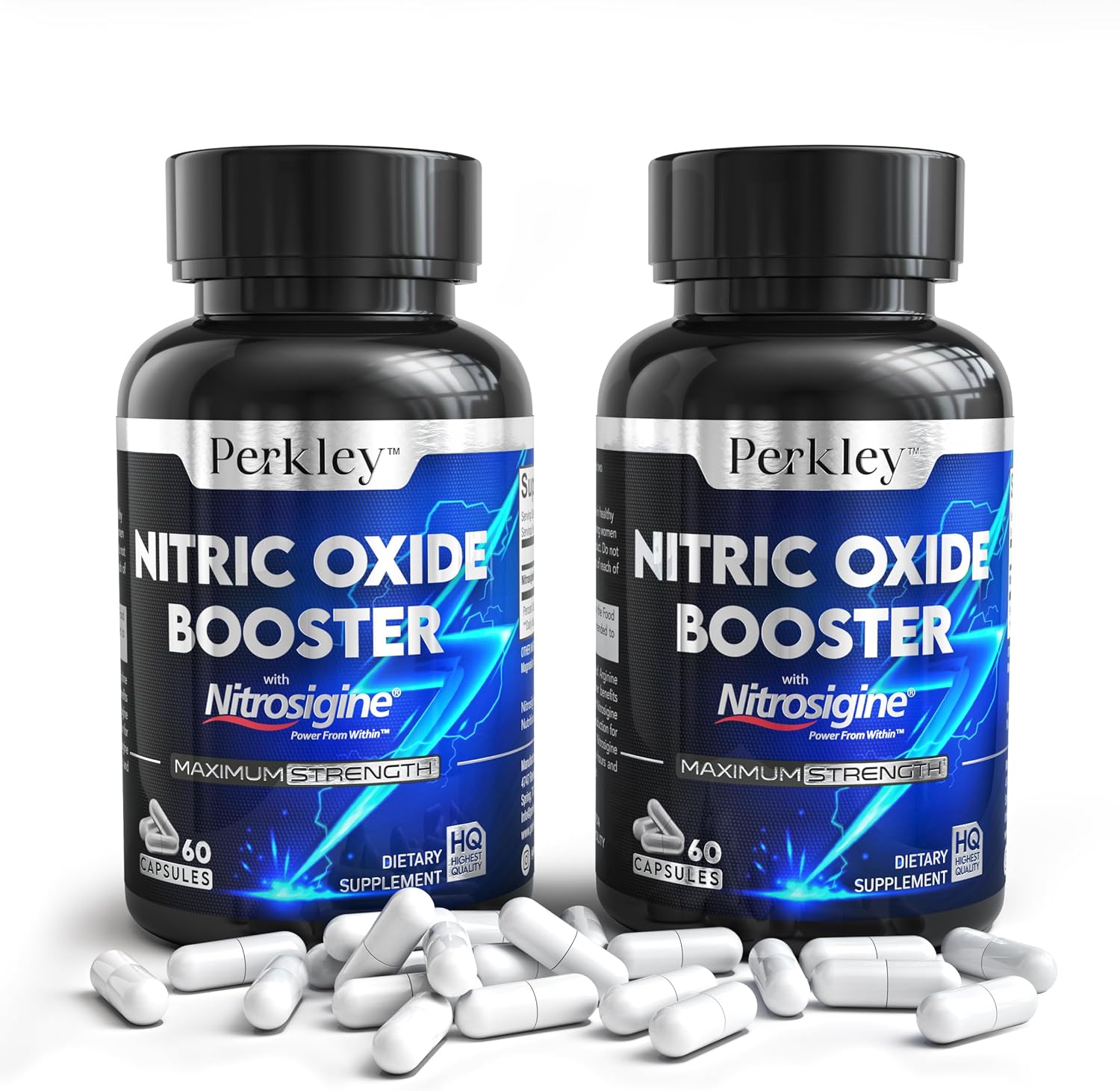 Maximum Strength Nitric Oxide Booster Capsules with Nitrosigine® for Muscle Growth, Pump & Focus - Pre-Workout Supplement with Bonded Arginine Silicate