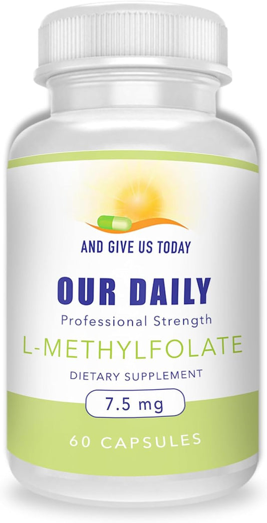 Maximum Strength Our Daily Vites L-Methylfolate 7.5 mg Capsules - Active Folate, 5-MTHF, Non-GMO, Vegetarian - 60 Count
