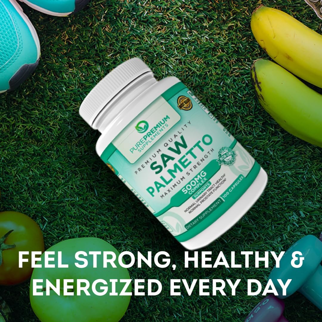 Maximum Strength Saw Palmetto 500mg Capsules for Men & Women - Prostate & Hair Health Support - 3 Month Supply - 100 Tablets