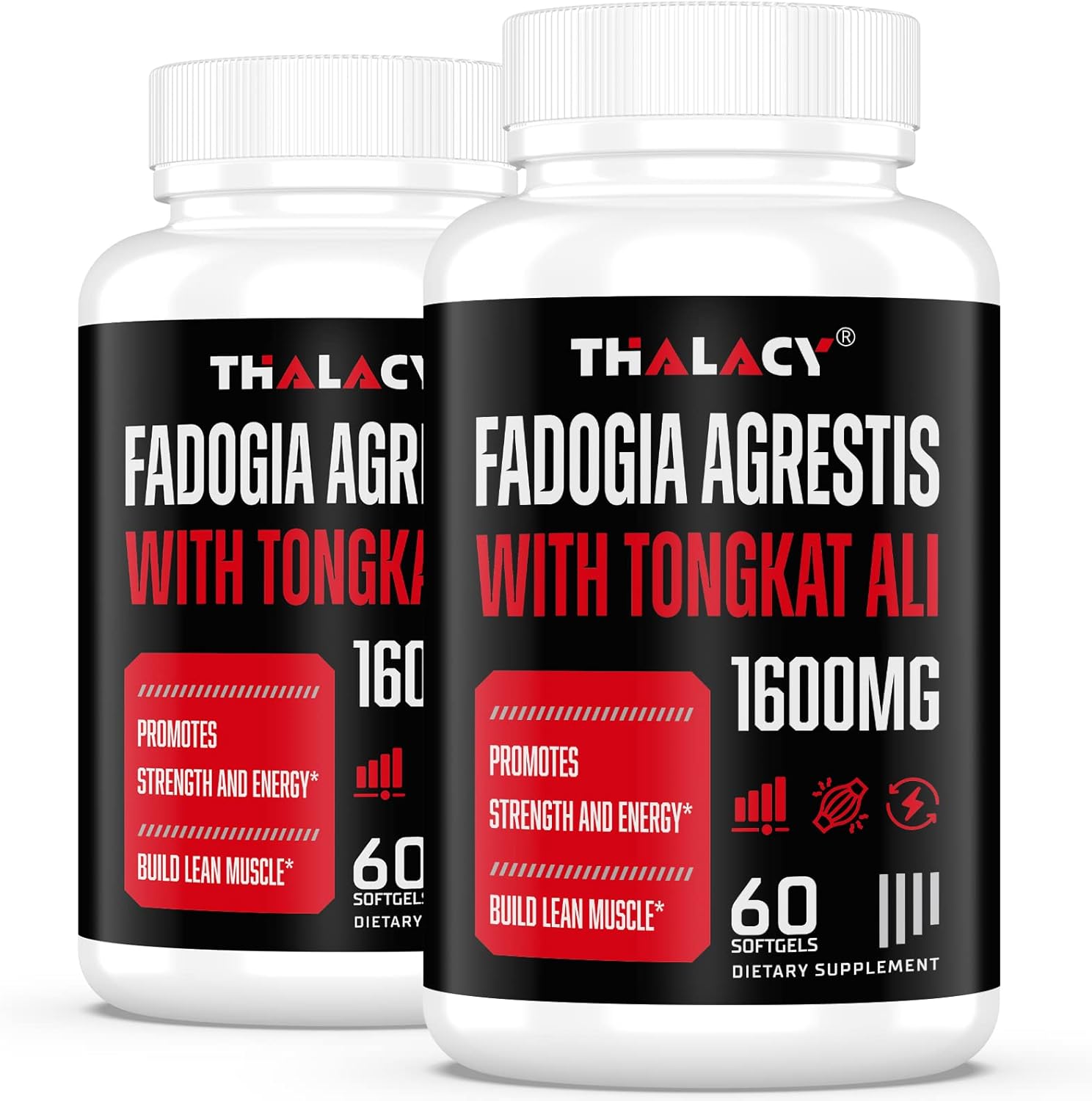 Maximum Strength Thalacy 1600mg Fadogia Agrestis & Tongkat Ali Supplement for Men - Ashwagandha Extract, 120 Softgels