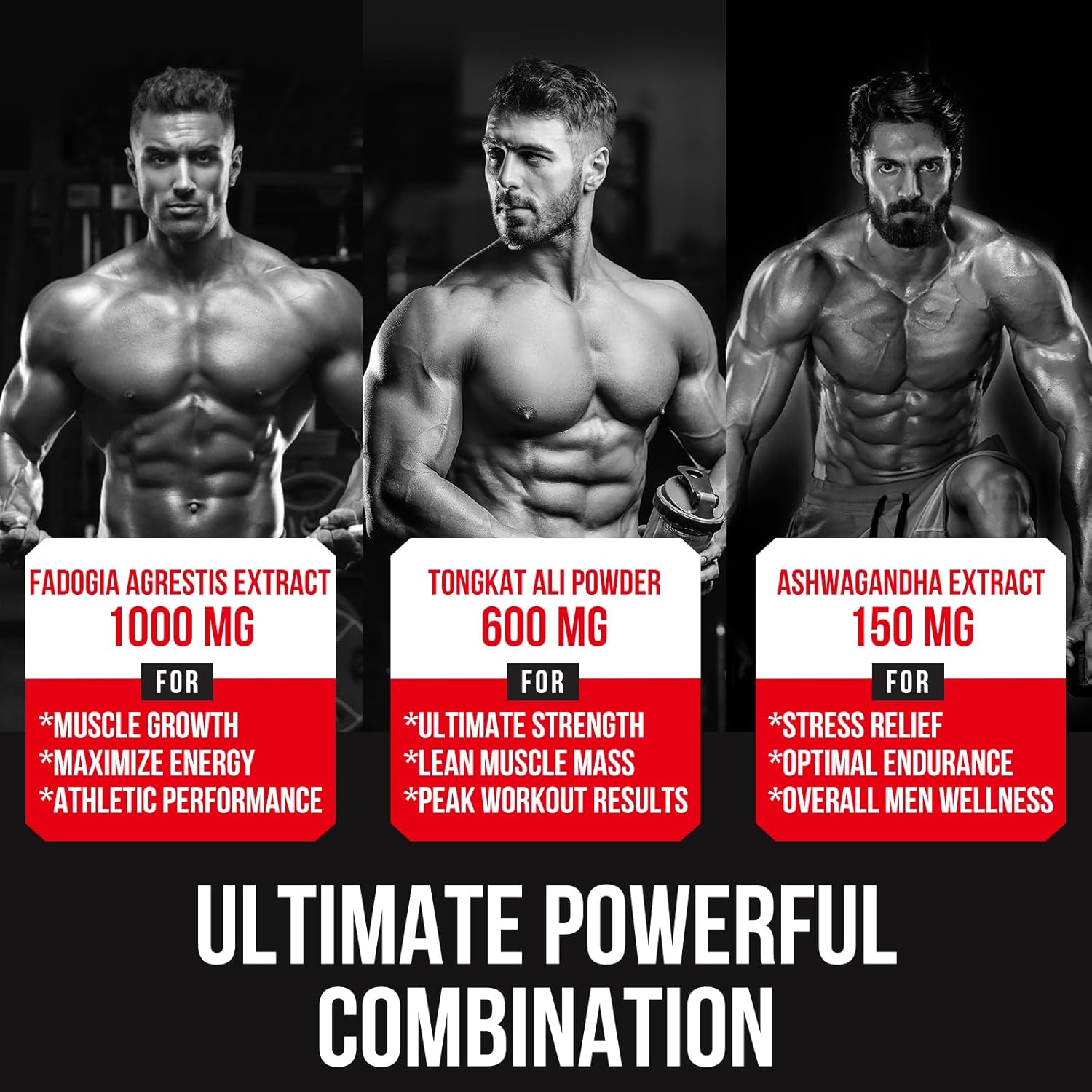 Maximum Strength Thalacy 1600mg Fadogia Agrestis & Tongkat Ali Supplement for Men - 60 Softgels with Ashwagandha Extract