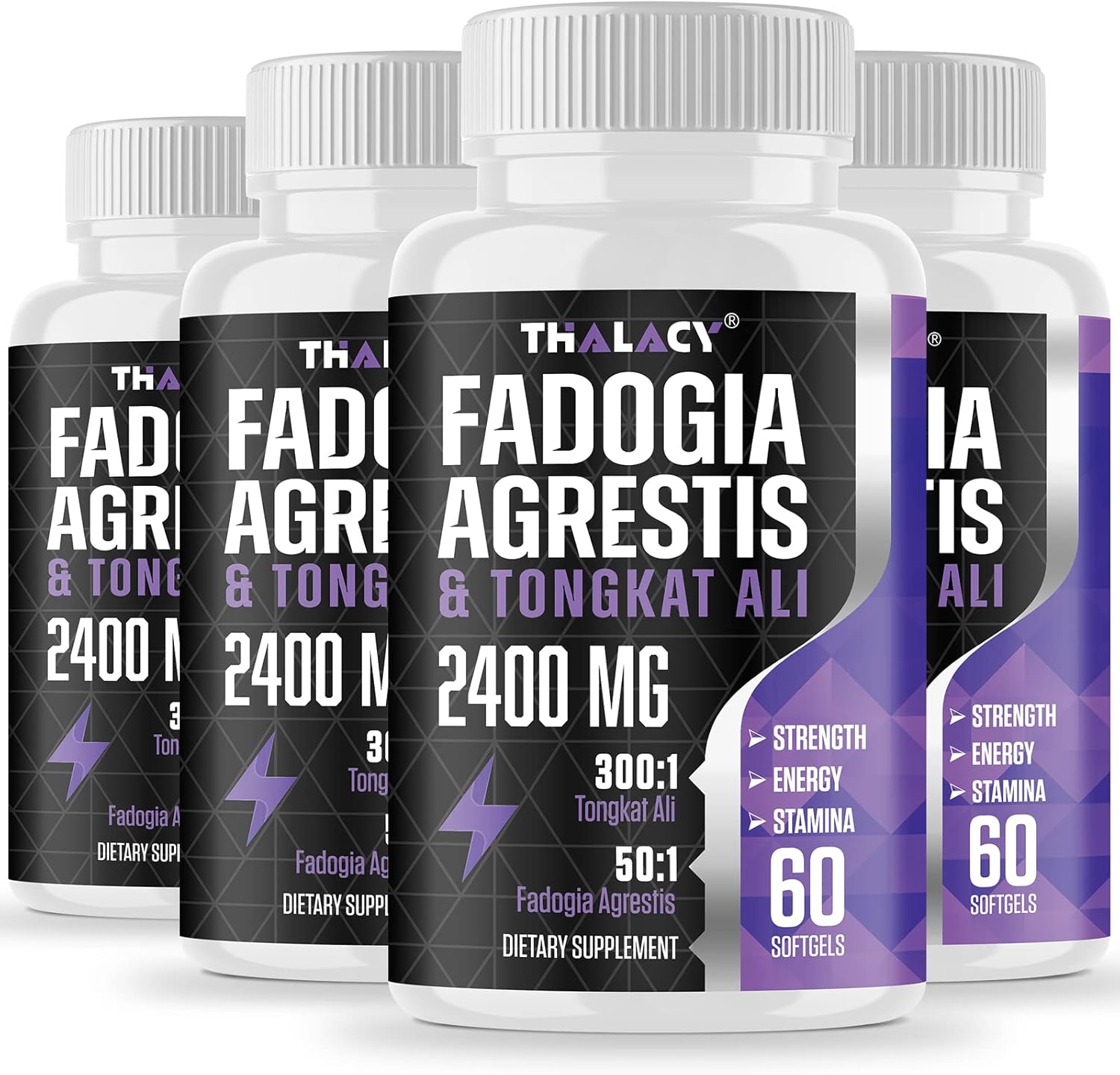Maximum Strength Thalacy 2400mg Fadogia Agrestis & Tongkat Ali Supplement for Muscle Mass & Athletic Performance - 240 Softgels