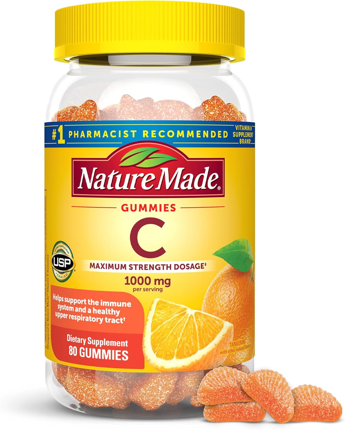 Maximum Strength Vitamin C Gummies 1000mg - Immune Support for Adults - 80 Gummies, 20 Day Supply