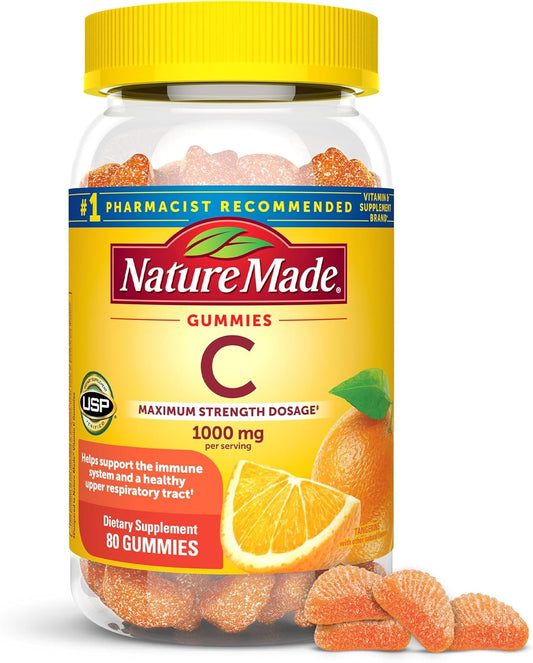 Maximum Strength Vitamin C Gummies 1000mg - Immune Support for Adults - 80 Gummies, 20 Day Supply