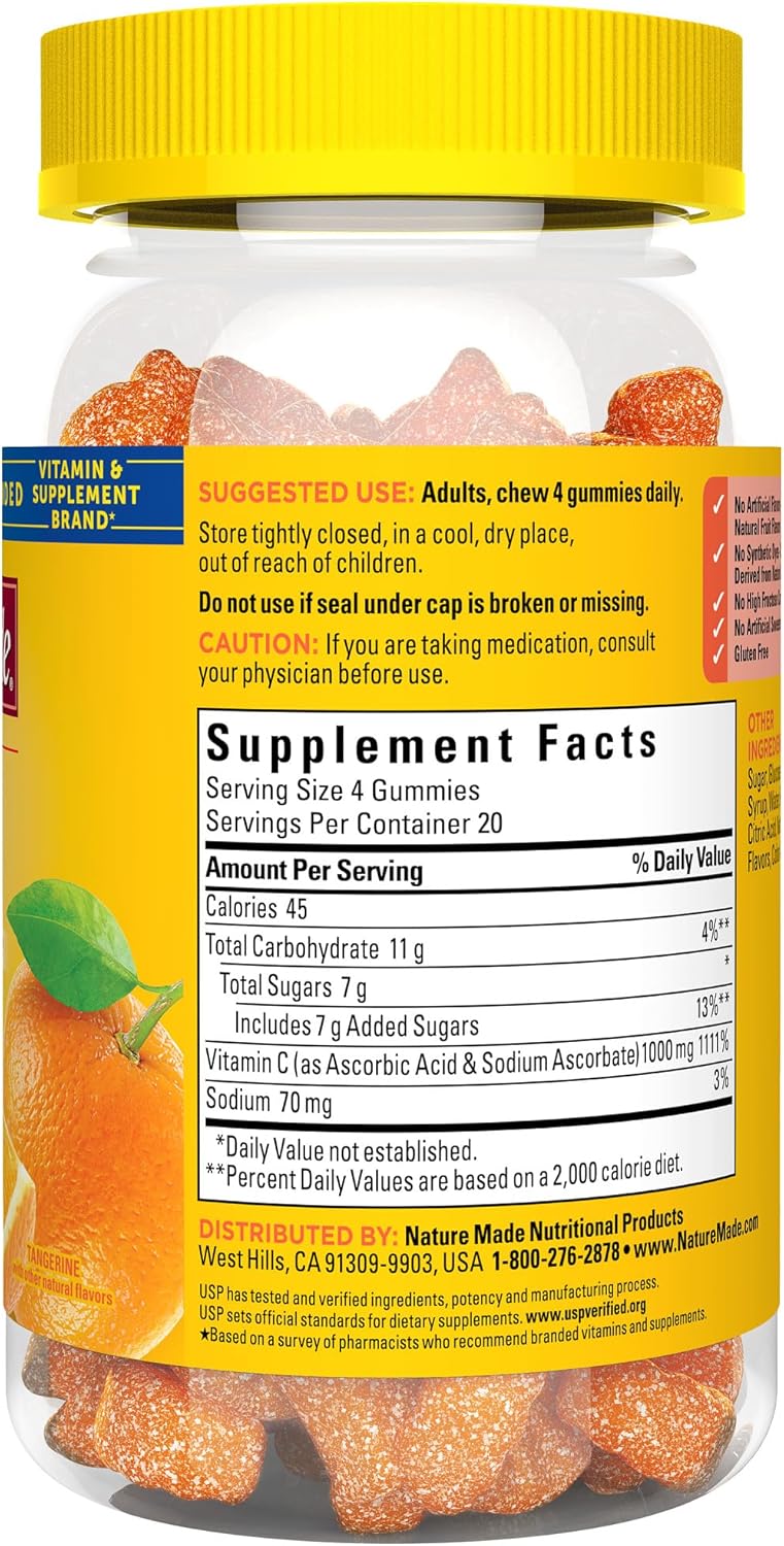 Maximum Strength Vitamin C Gummies 1000mg - Immune Support for Adults - 80 Gummies, 20 Day Supply
