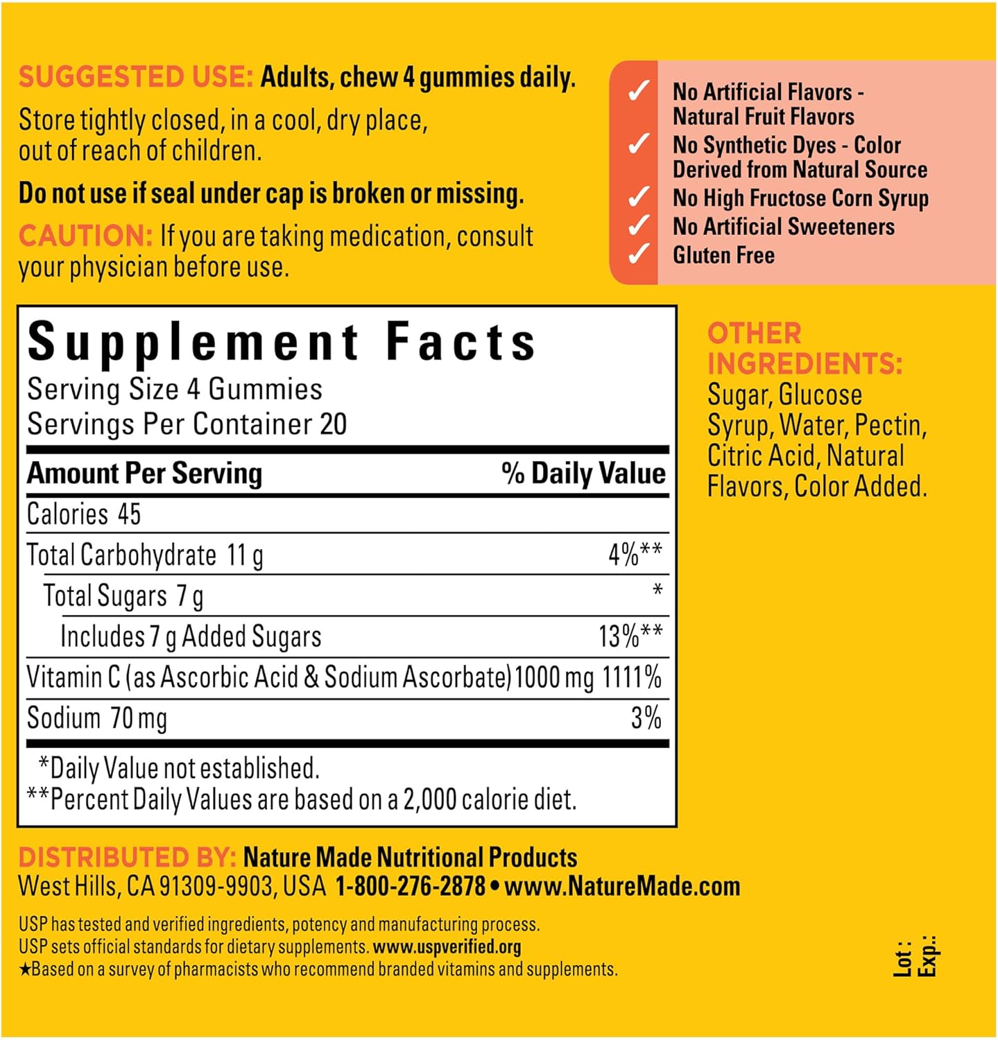 Maximum Strength Vitamin C Gummies 1000mg - Immune Support for Adults - 80 Gummies, 20 Day Supply