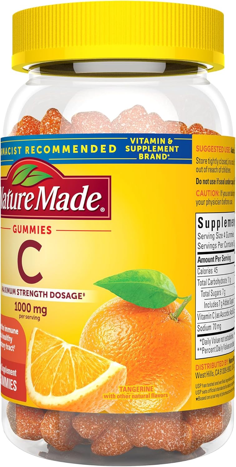 Maximum Strength Vitamin C Gummies 1000mg - Immune Support for Adults - 80 Gummies, 20 Day Supply