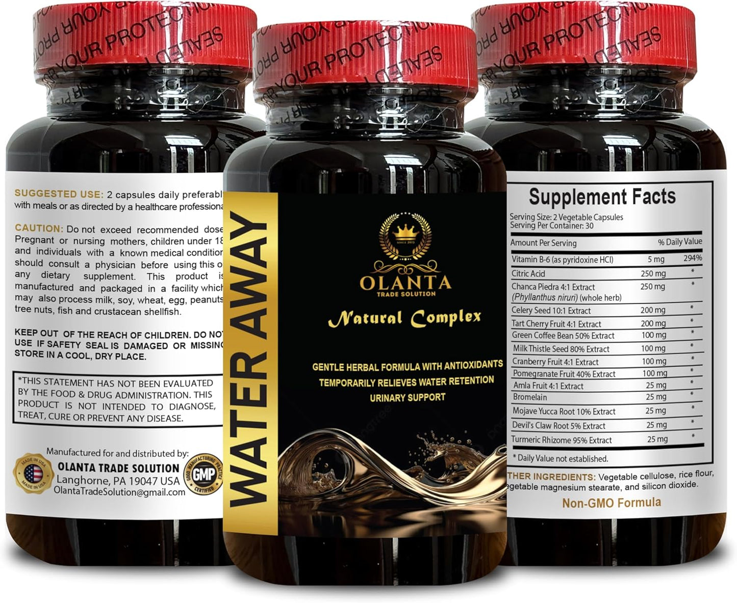 Maximum Strength Water Away Pills for Water Retention Relief - Natural Diuretics with Vitamins - Fast Acting Bloating Relief - Citric Acid and Celery Seed Formula - 1 Bottle