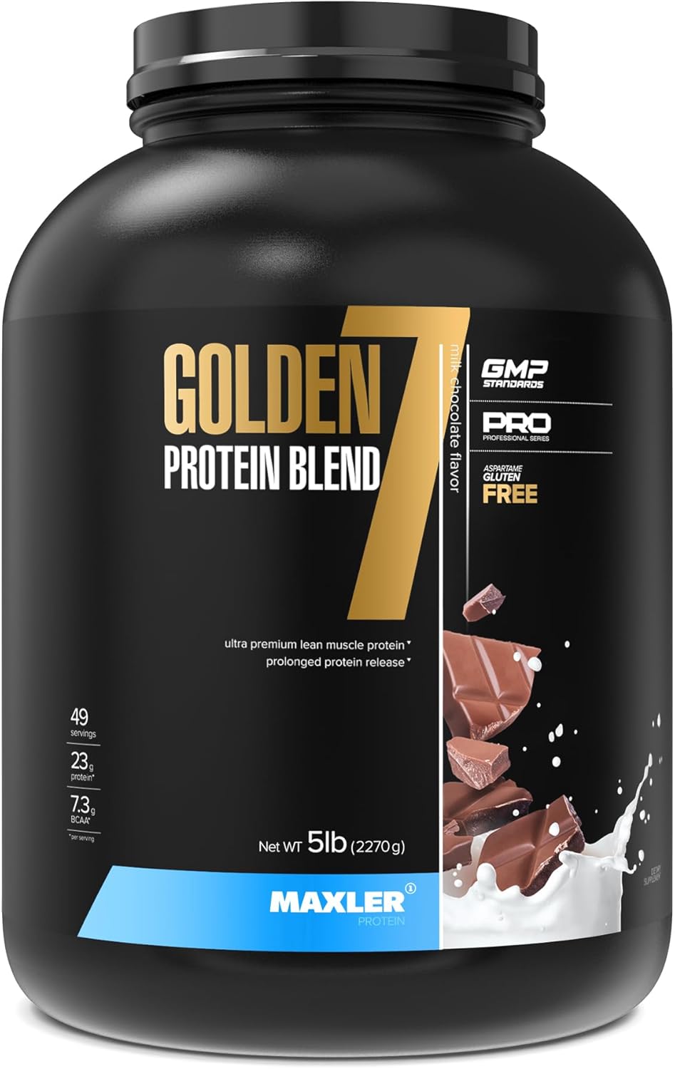 Maxler Golden 7 Protein Blend - Milk Chocolate - 5 lb - Muscle Gain & Recovery Formula