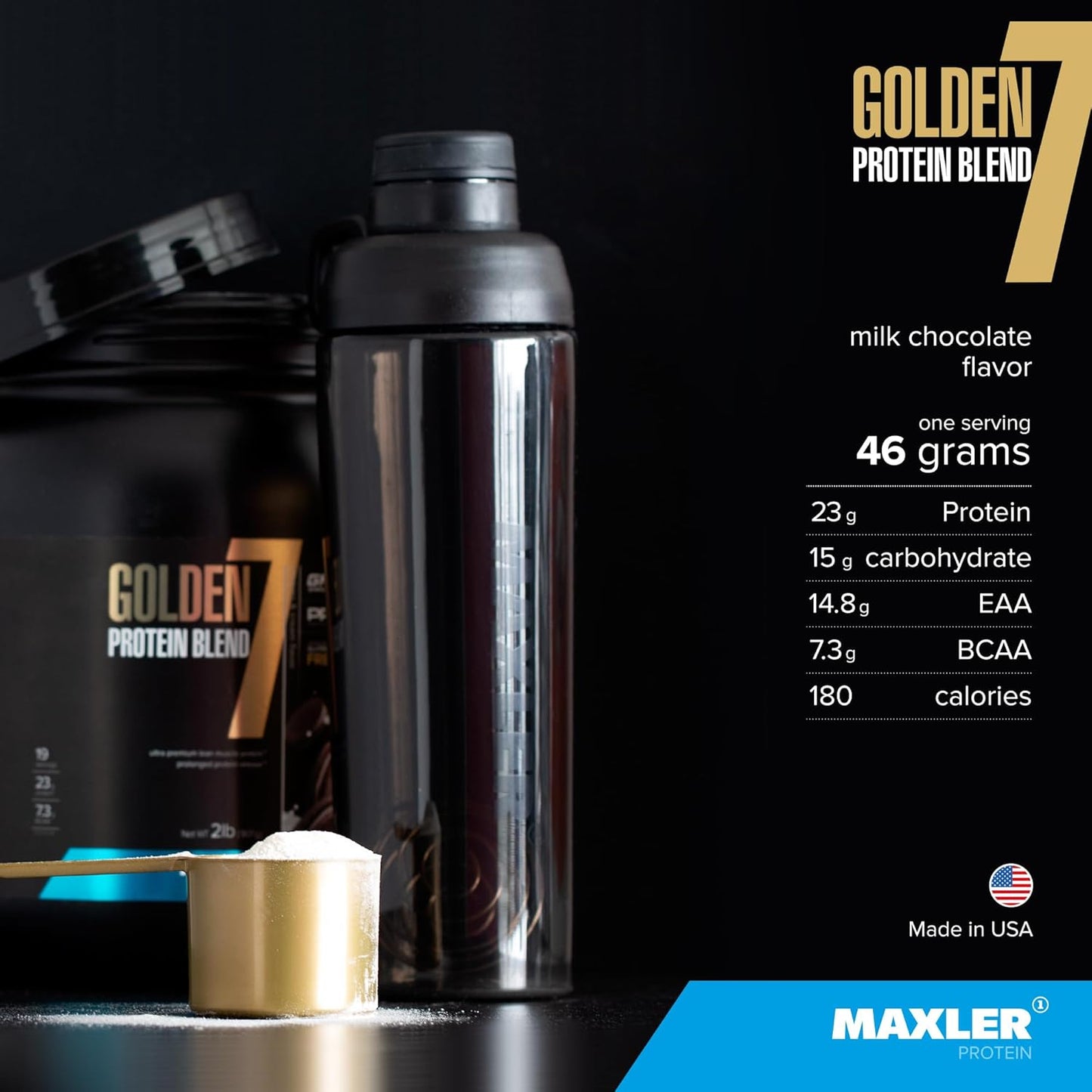 Maxler Golden 7 Protein Blend - Milk Chocolate - 5 lb - Muscle Gain & Recovery Formula