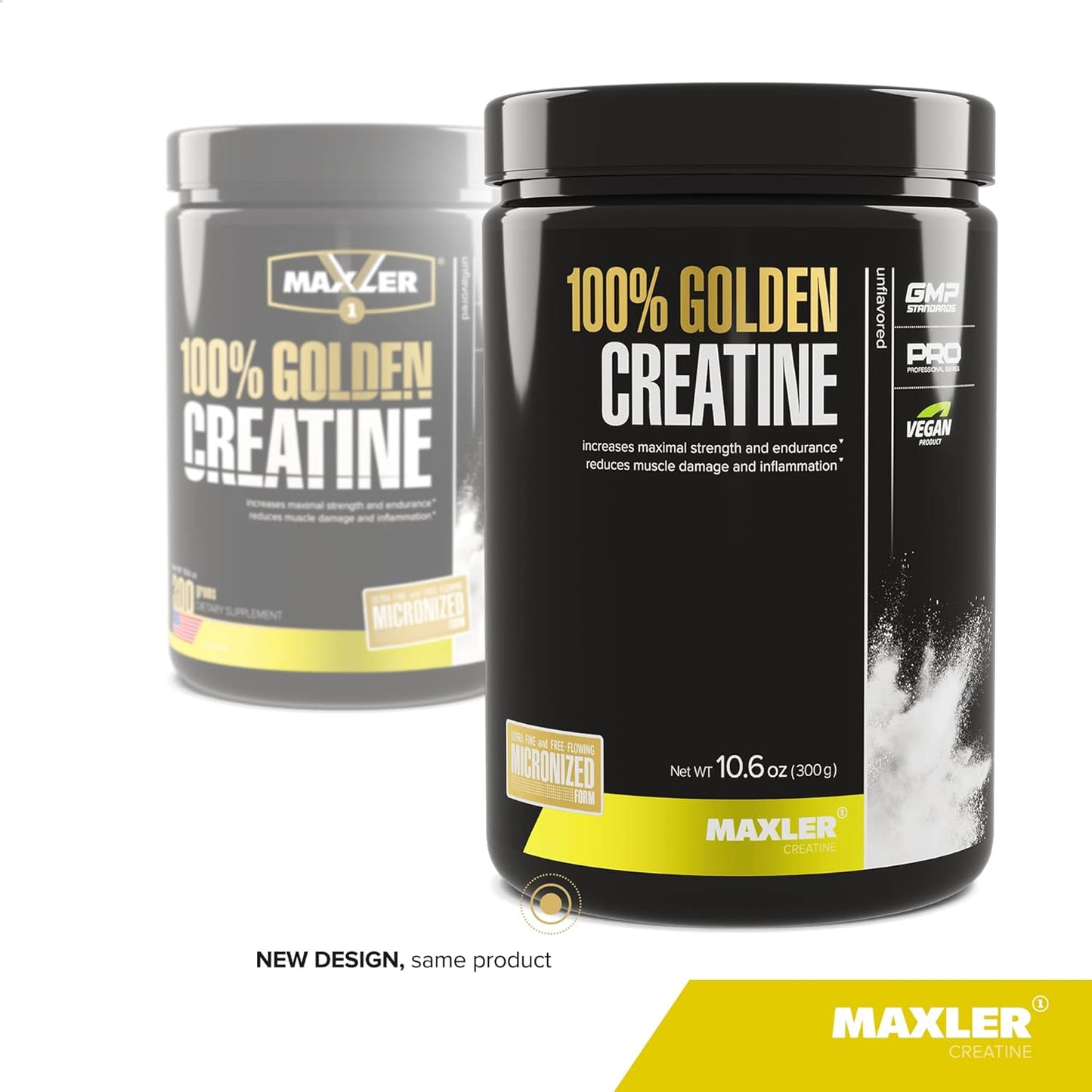 Maxler Micronized Creatine Monohydrate Powder - 100% Golden Creatine for Muscle Building - Pre/Post Workout Vegan Supplement - Gluten Free - 300 g