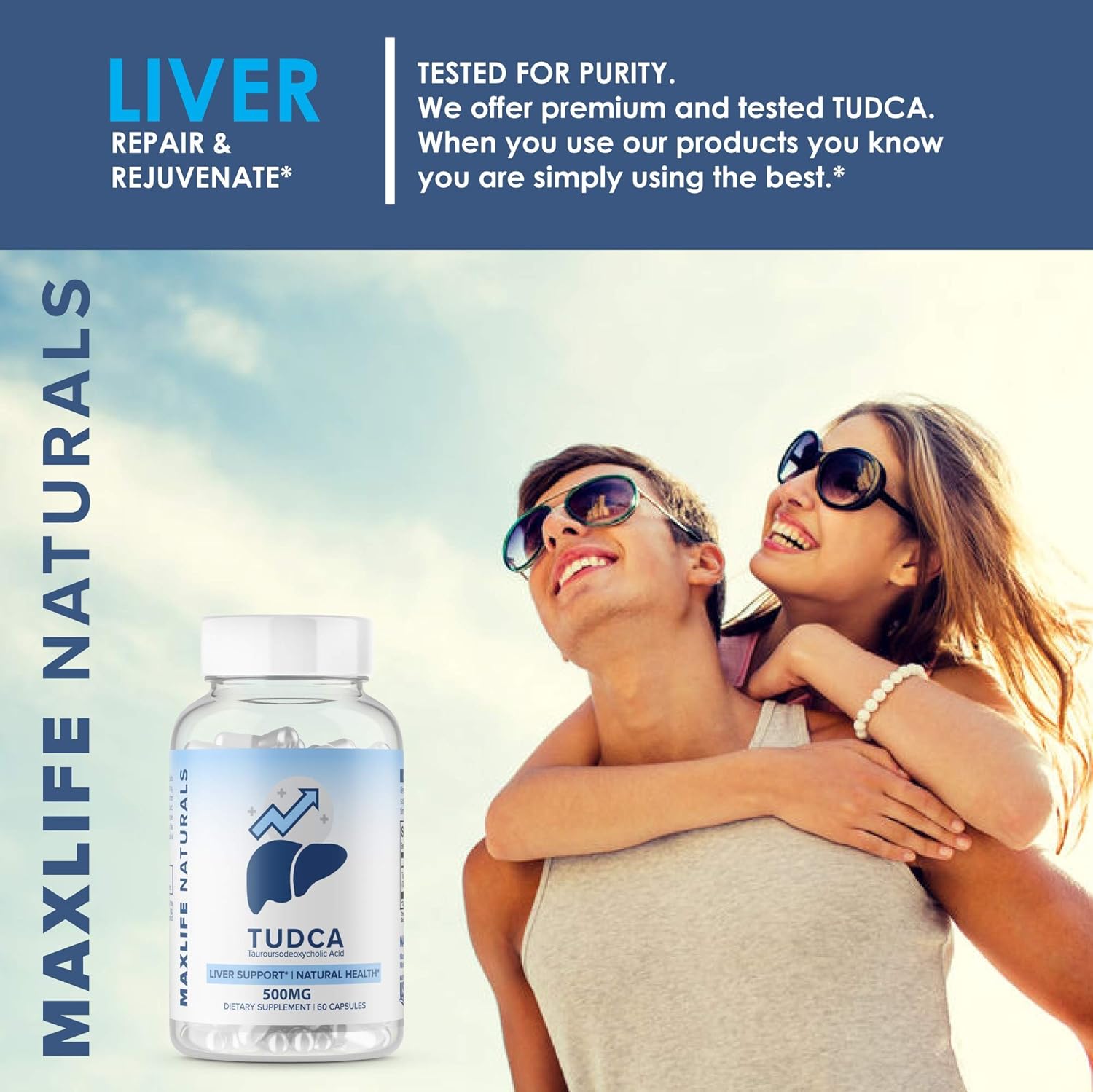 MAXLIFE NATURALS 3 Pack Tudca Liver Support Supplement 500mg - 180 Servings Liver Cleanse & Rescue Aid - Bile Salts for Liver Detox - Tauroursodeoxycholic Acid Supplement