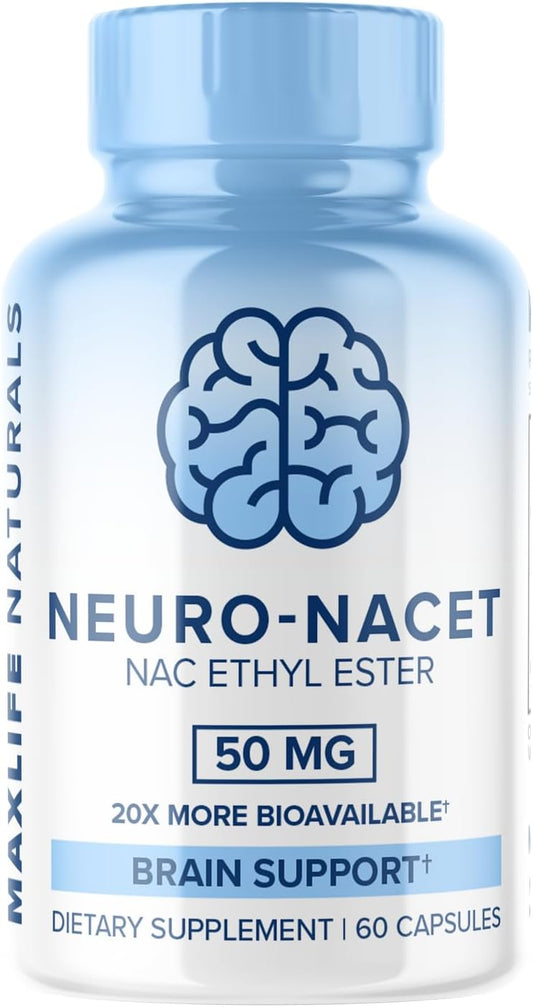 MAXLIFE NATURALS Neuro NACET - Enhanced N-Acetyl Cysteine Ester - Boosts Glutathione Levels - Brain Support with Glycine & Selenium