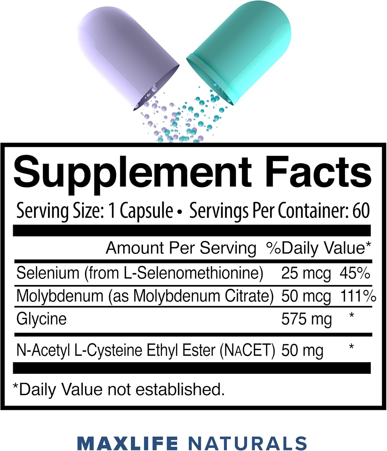 MAXLIFE NATURALS Neuro NACET - Enhanced N-Acetyl Cysteine Ester - Boosts Glutathione Levels - Brain Support with Glycine & Selenium