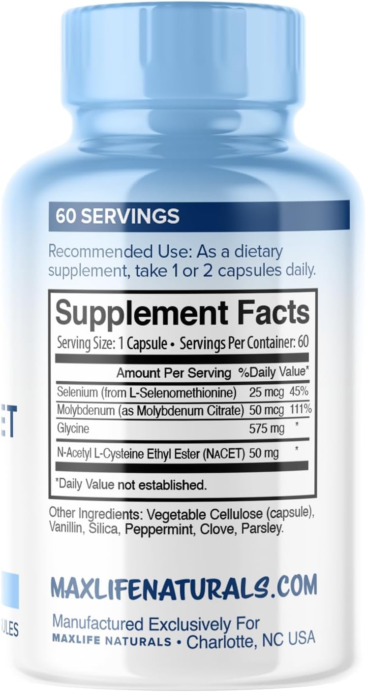 MAXLIFE NATURALS Neuro NACET - Enhanced N-Acetyl Cysteine Ester - Boosts Glutathione Levels - Brain Support with Glycine & Selenium