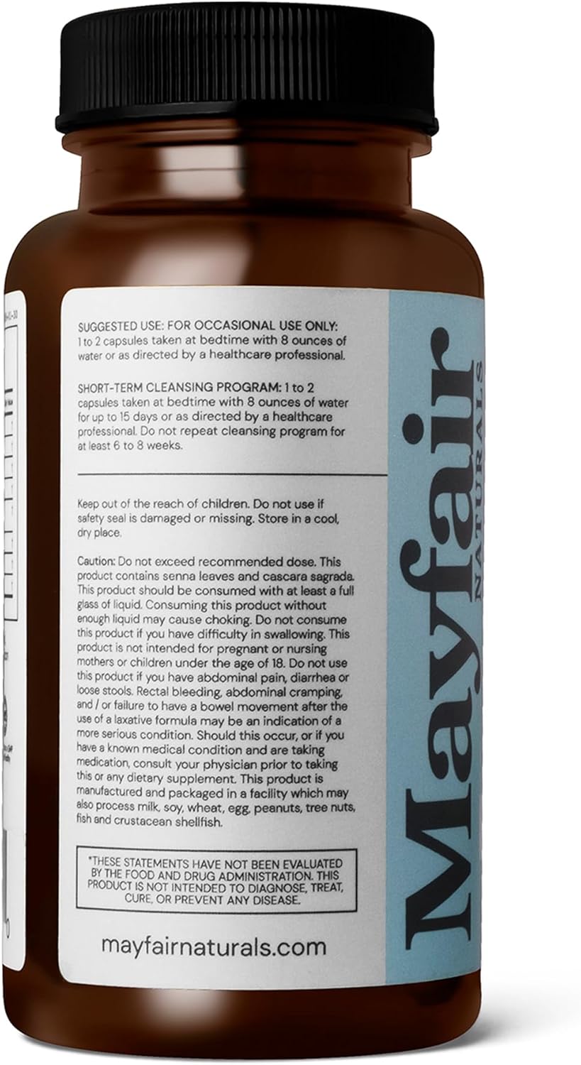 Mayfair Naturals Colon Detox Cleanse - 30 Capsules, Natural Laxative for Digestive Health - 15 Day Dietary Supplement