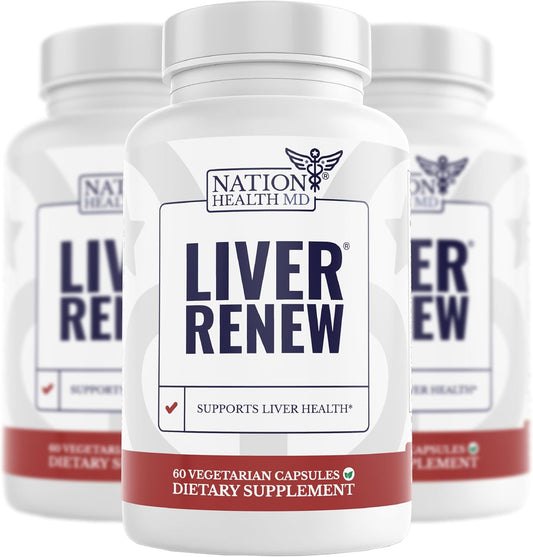 MD Liver Renew: Liver Cleanse & Repair Supplement with Artichoke, Milk Thistle, Dandelion, and Turmeric - 3 Bottles