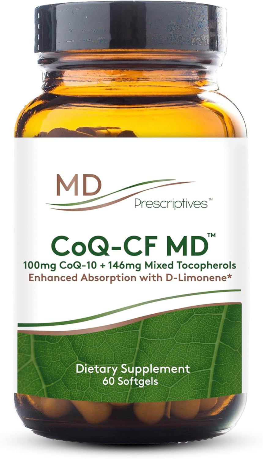 MD Prescriptives Coq-CF MD - High Absorption CoQ10 with Vitamin E - 100mg Coenzyme Q10 Supplement - 60 Softgels - One Daily Capsule
