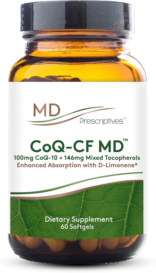 MD Prescriptives Coq-CF MD - High Absorption CoQ10 with Vitamin E - 100mg Coenzyme Q10 Supplement - 60 Softgels - One Daily Capsule