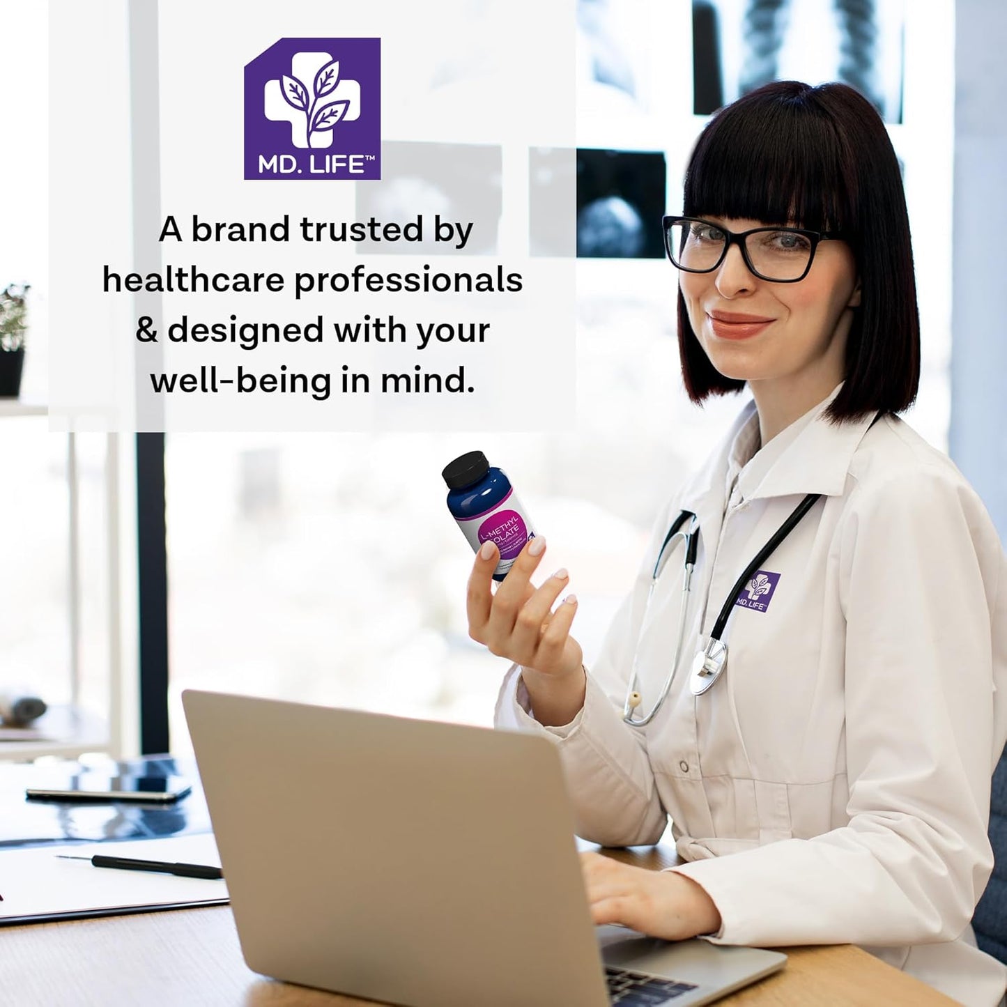 MD.LIFE L Methylfolate 12.5 mg Capsules - Professional-Grade MTHFR Supplement with Essential Amino Acids - Maximum Potency Active Methylfolate