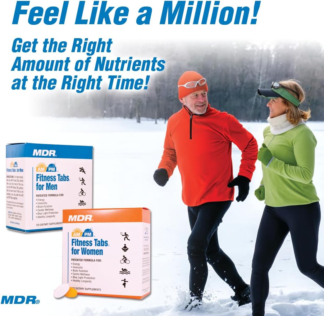 MDR Fitness Tabs Women's Patented Multivitamin for Energy & Fitness - ATP & NAD Support - AM/PM Formulas - 2 Month Supply