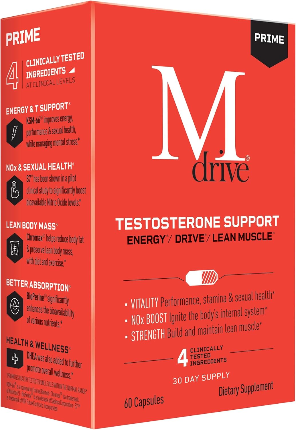 Mdrive Prime Start Supplement Boosts Energy, Strength, Lean Muscle, Digestion, Immune Health, Nitric Oxide, and Recovery