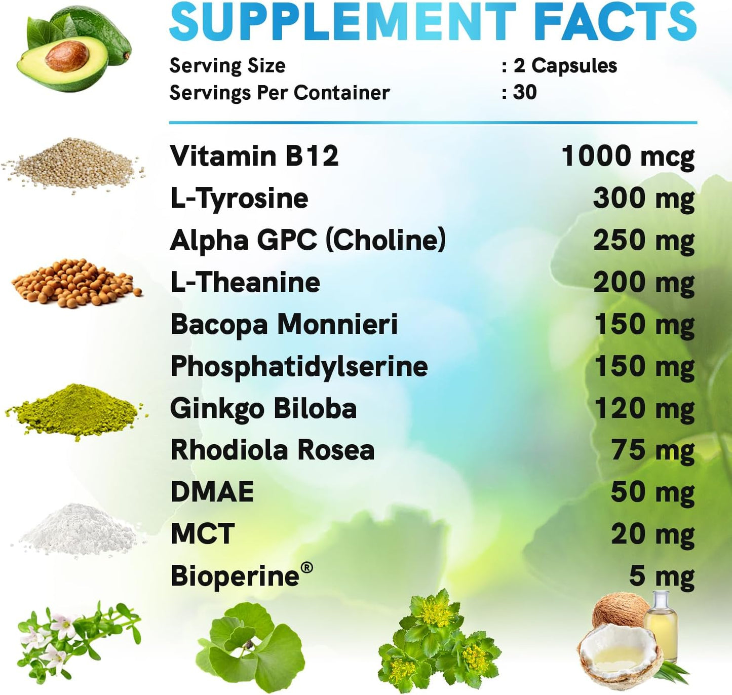 MEDCHOICE 11-in-1 Nootropic Brain Supplements for Memory and Focus - Vegan Formula with Ginkgo Biloba, L Theanine, and More - 60ct x 2 Pack