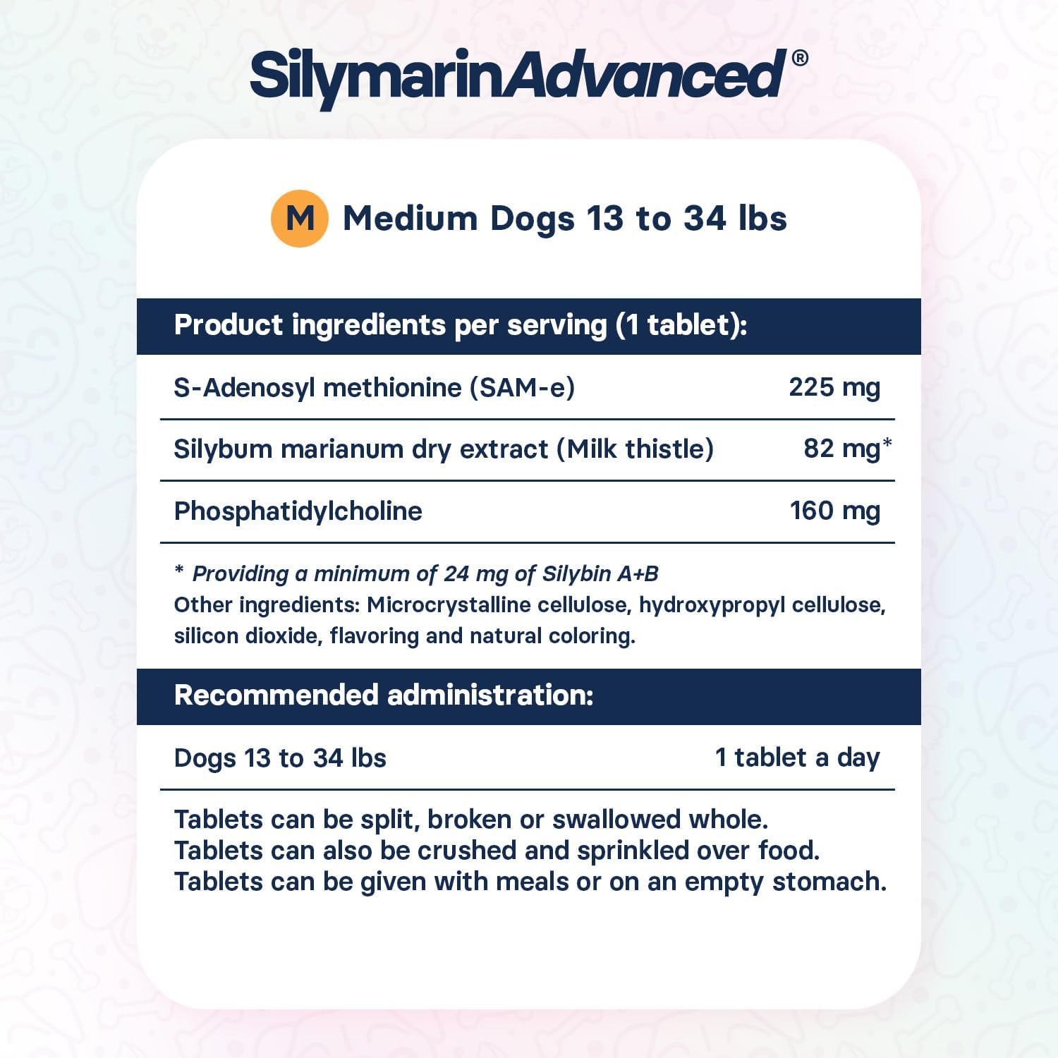 Medium Dog Liver Health Supplement with Silymarin, S-Adenosylmethionine, and Silybin - 30 Tablets